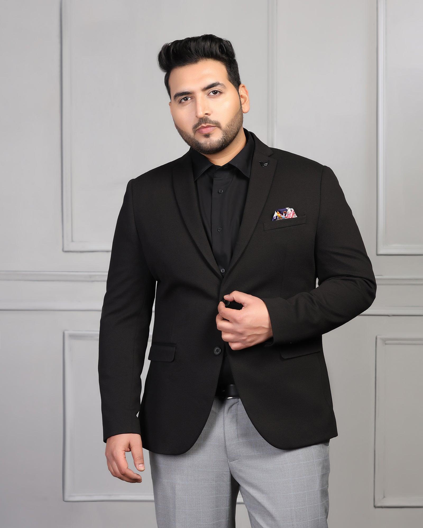 Formal Black Textured Blazer - Caleb - Image 7