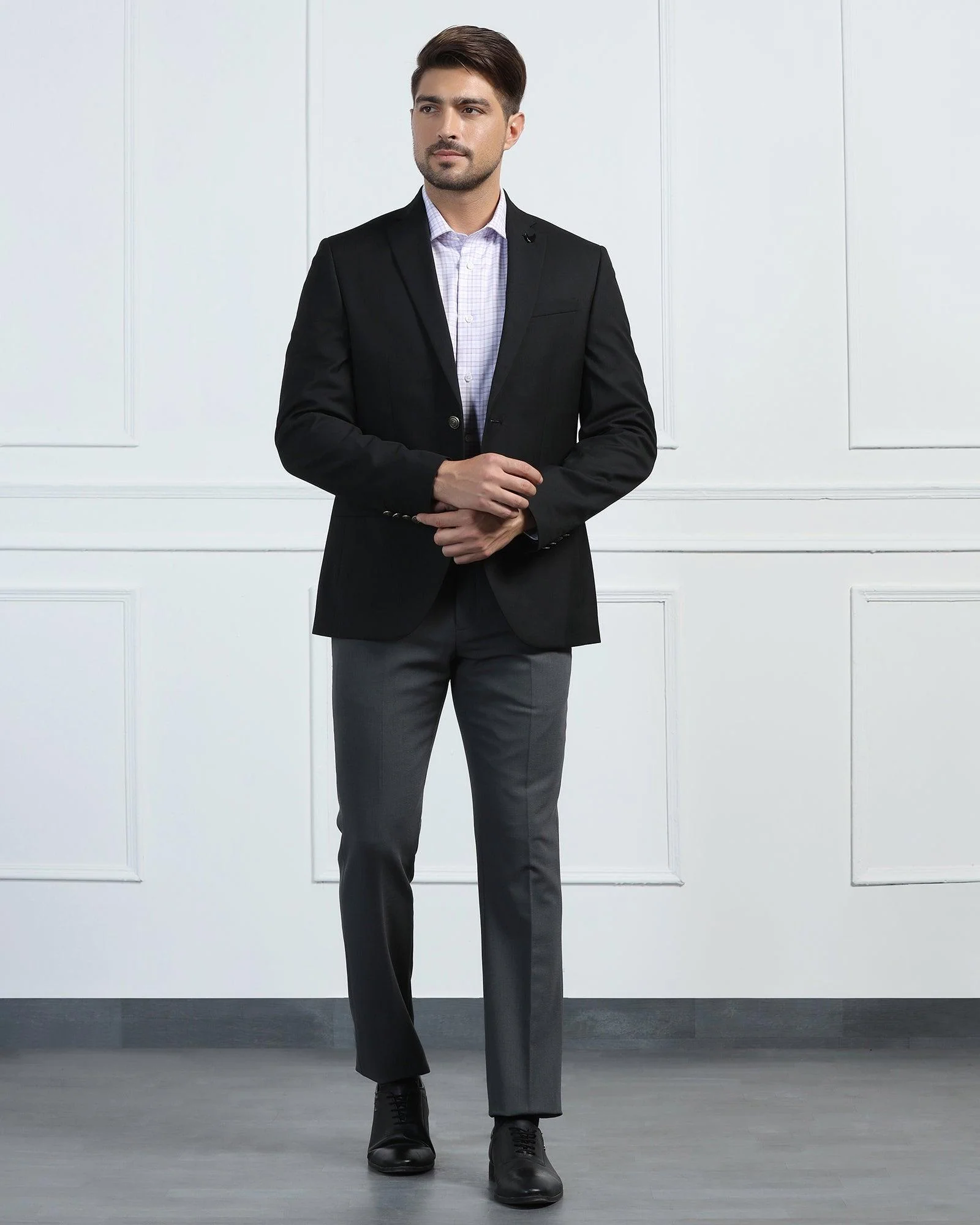 Formal Black Textured Blazer - Pajero - Image 9