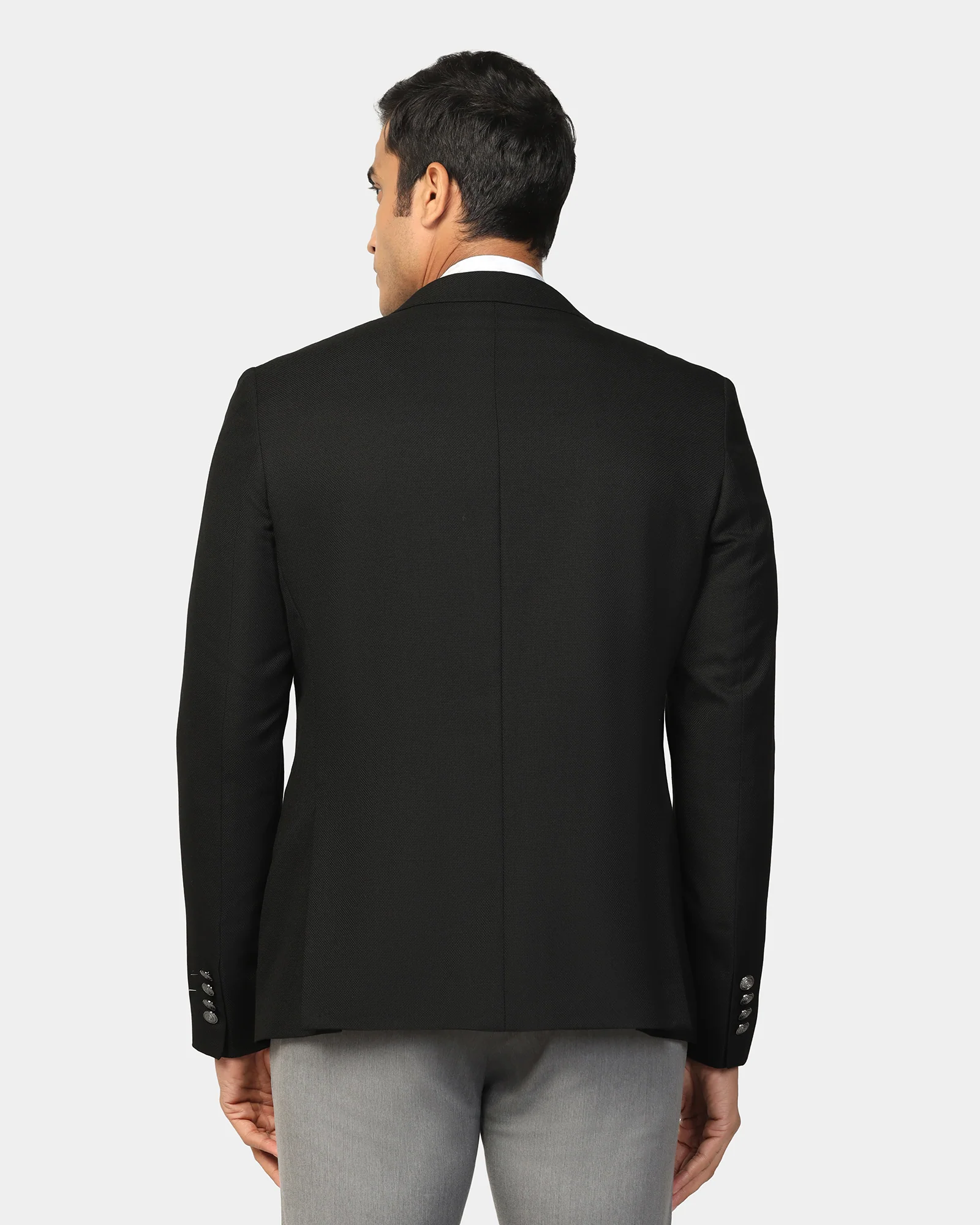 Formal Black Textured Blazer - Quaint - Image 2
