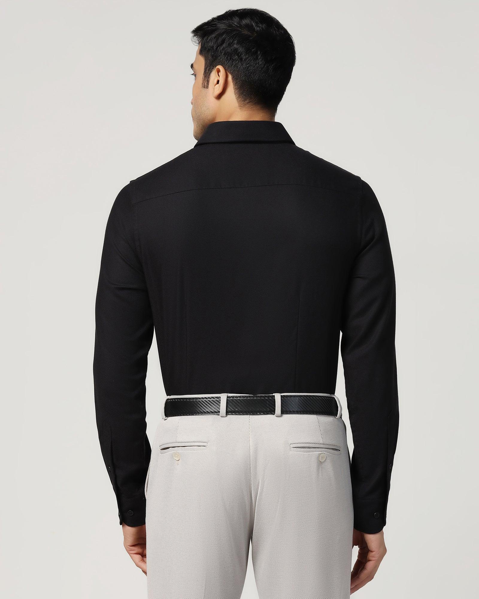 Non Iron Formal Black Textured Shirt - Cos - Image 2