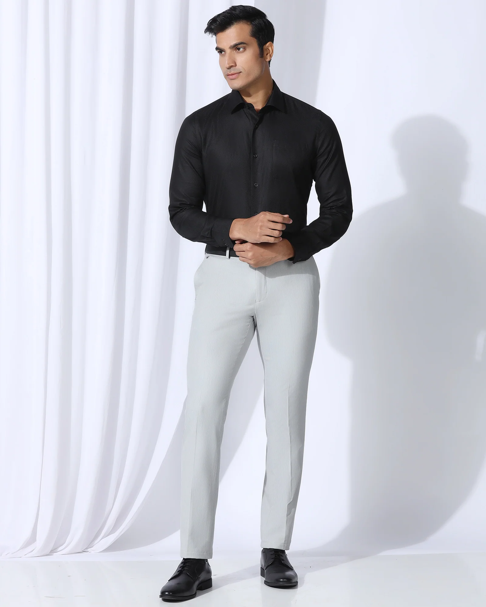 Formal Black Textured Shirt - Evolve - Image 3