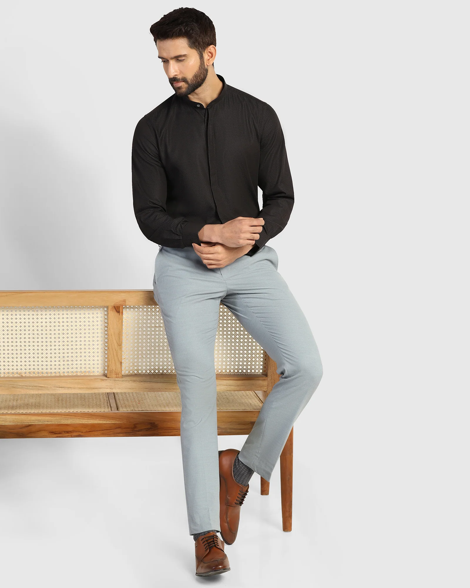 Formal Black Textured Shirt - Rome - Image 8
