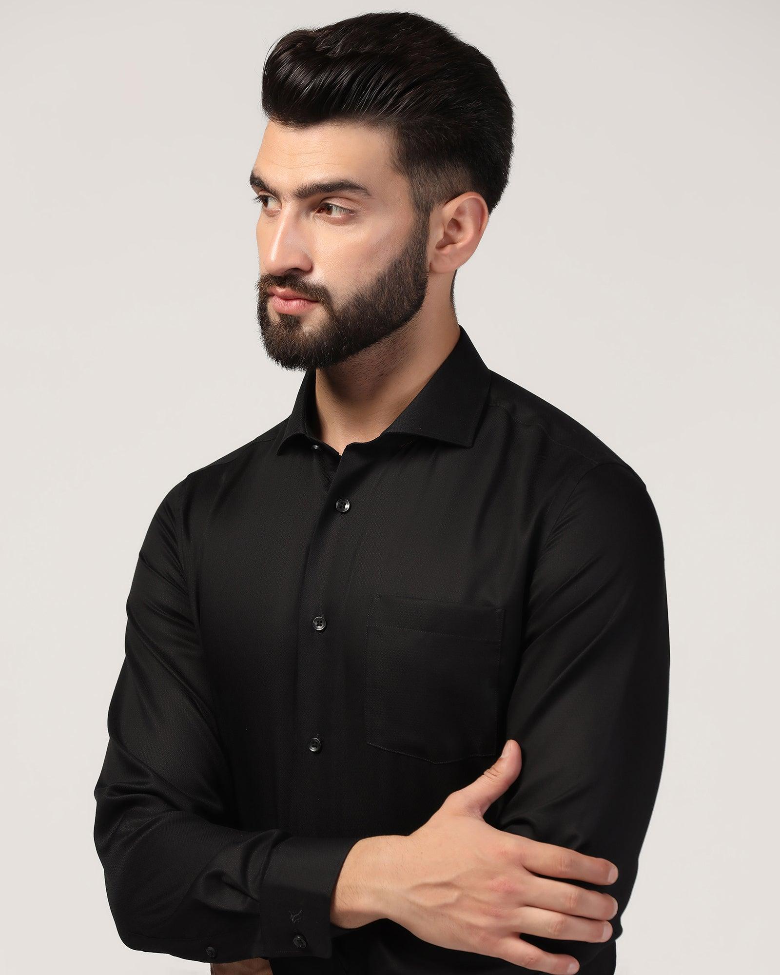 Formal Black Textured Shirt - Wager - Image 4