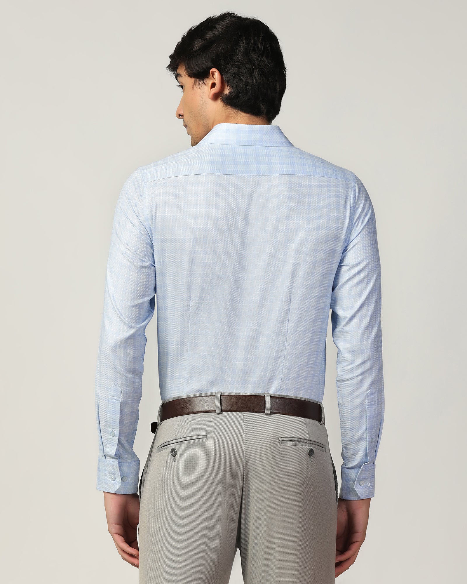 Formal Blue Check Shirt - Bacon - Image 2