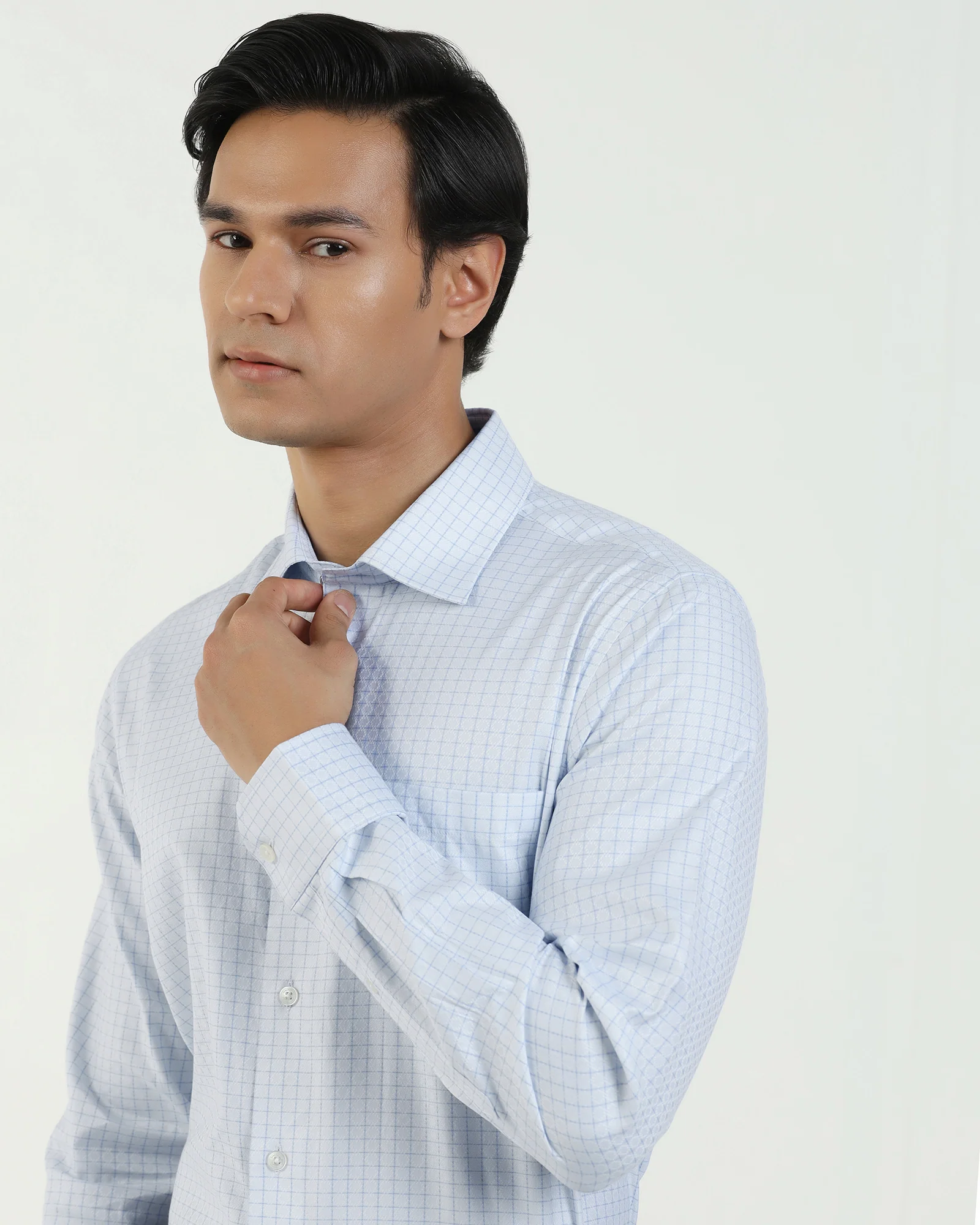 Formal Blue Check Shirt - Cosmic - Image 4