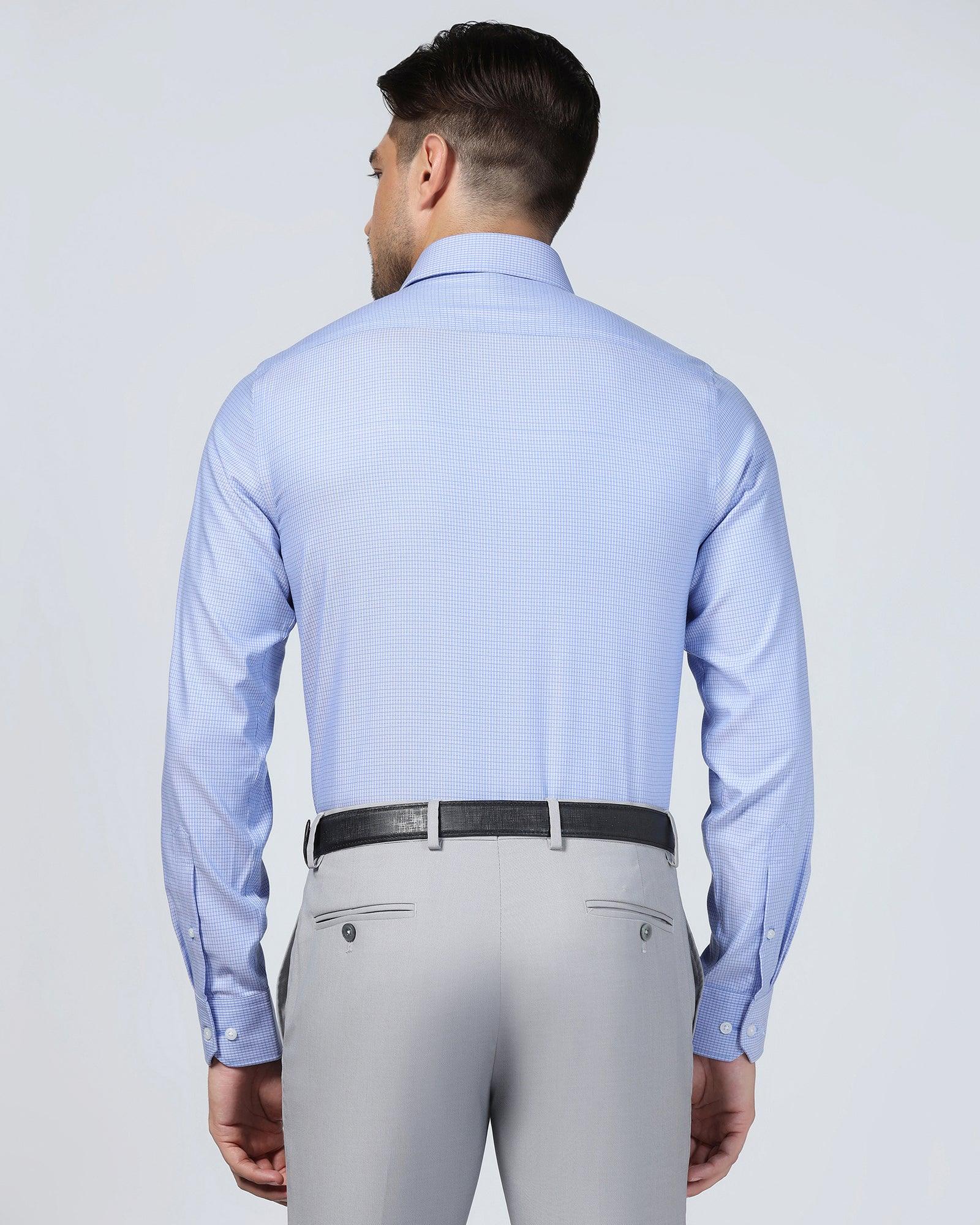 Non Iron Formal Blue Check Shirt - Zoi - Image 2