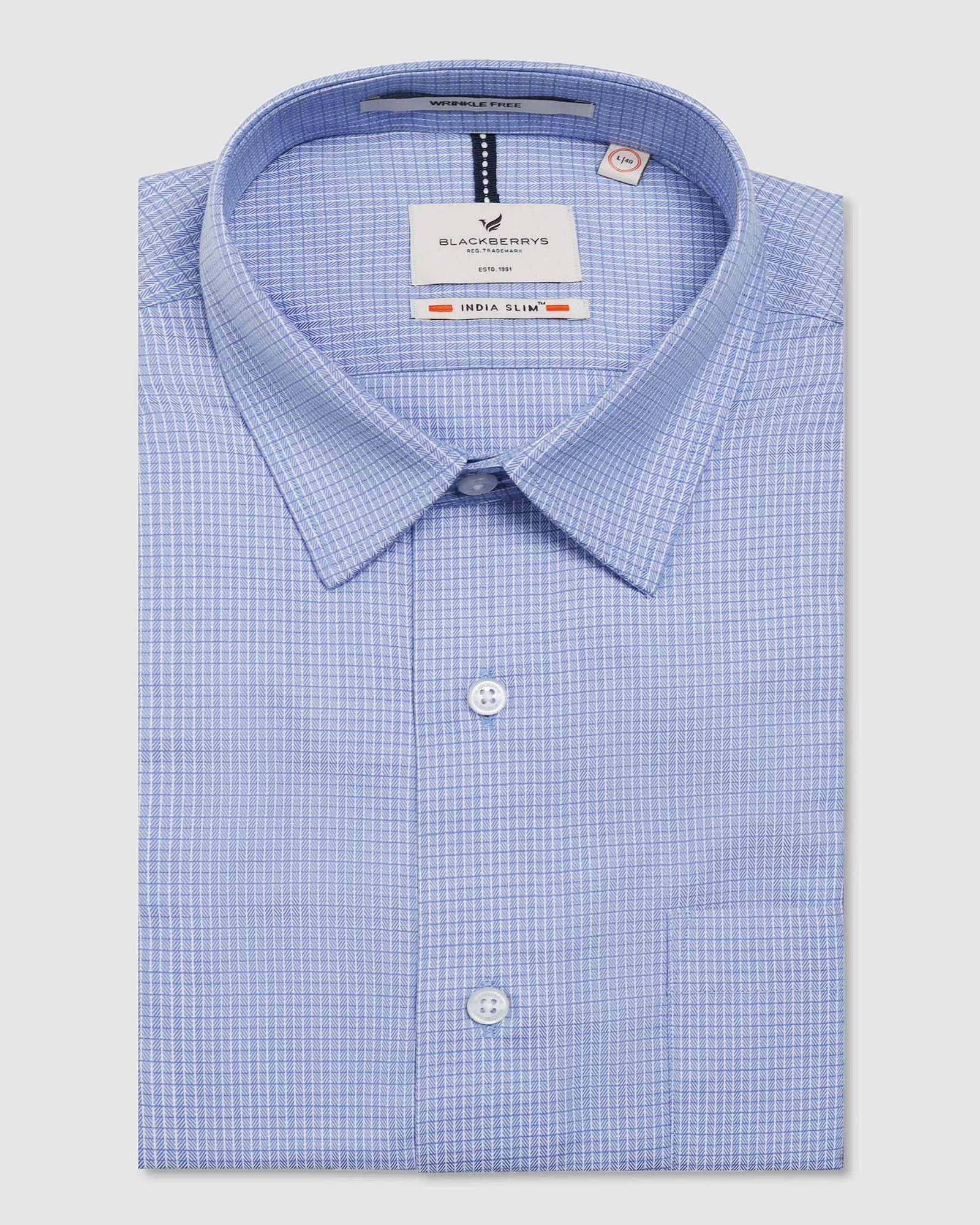 Non Iron Formal Blue Check Shirt - Zoi - Image 5