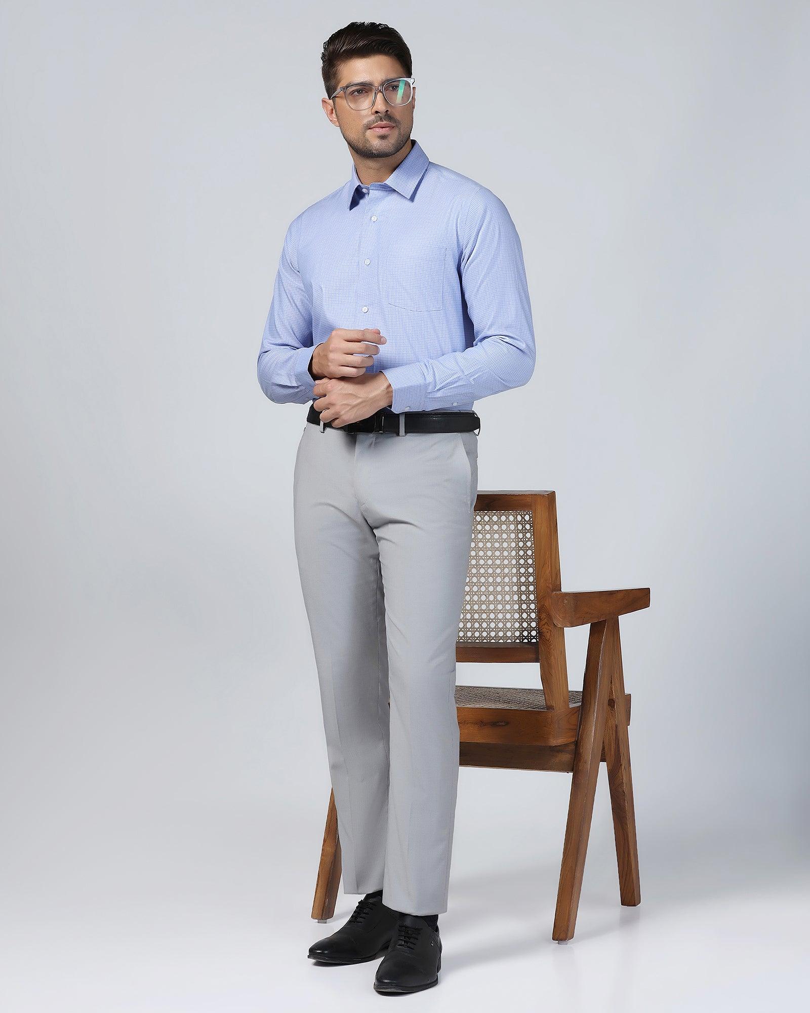 Non Iron Formal Blue Check Shirt - Zoi - Image 8