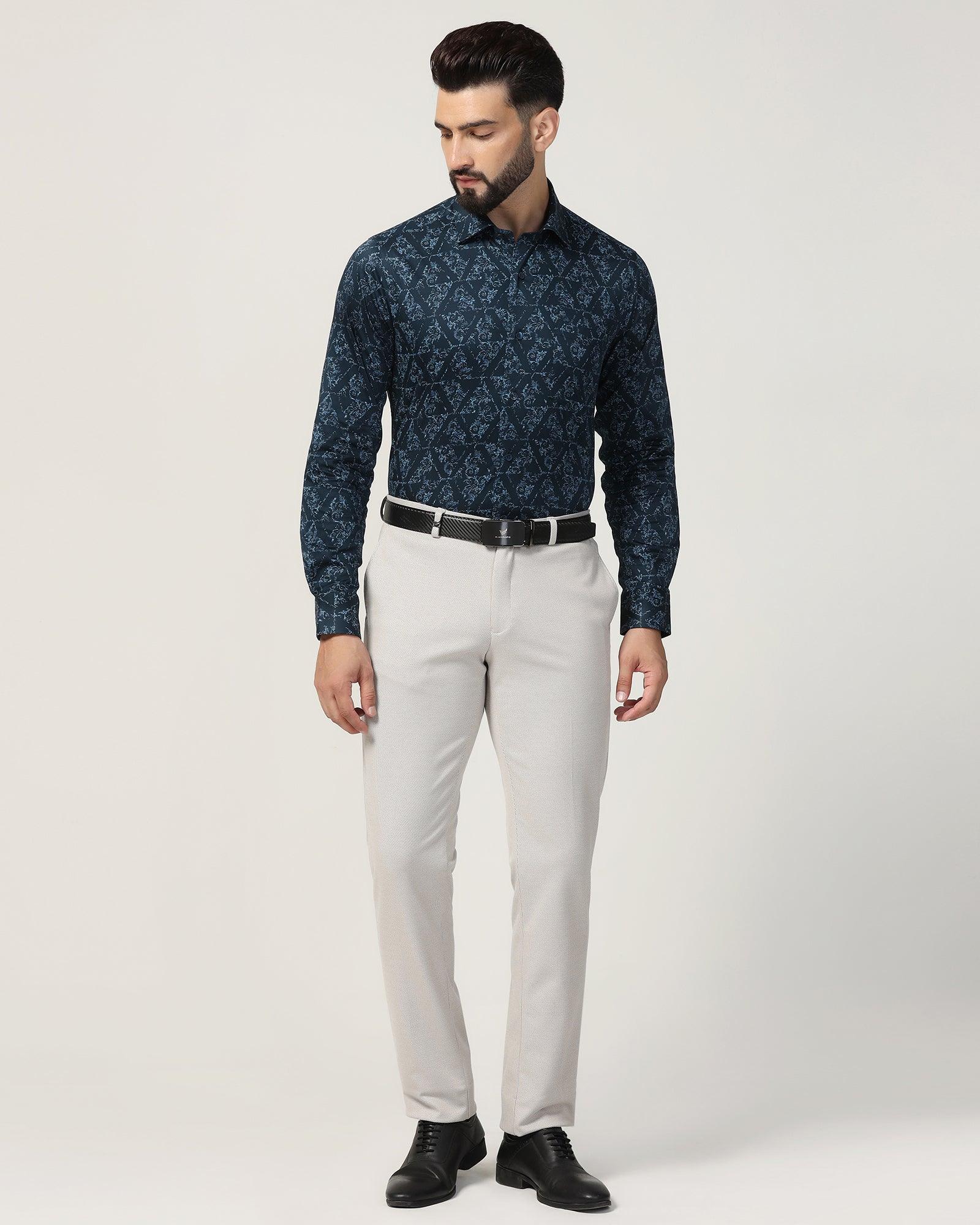 Formal Blue Printed Shirt - Burro - Image 3