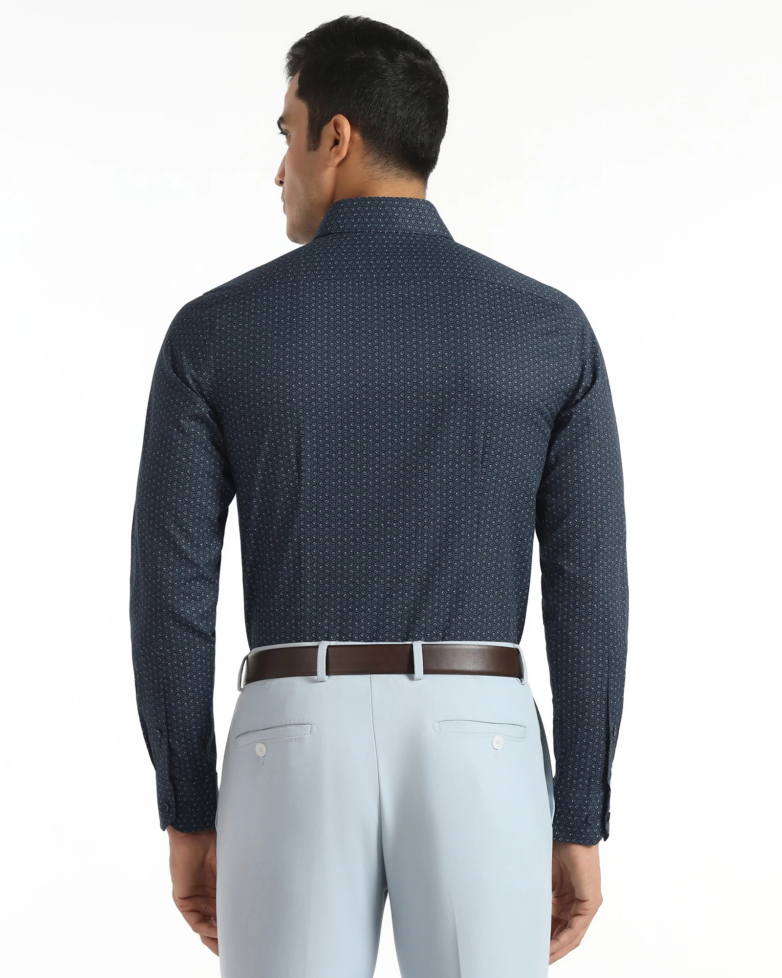 Non Iron Formal Blue Printed Shirt - Valor - Image 2