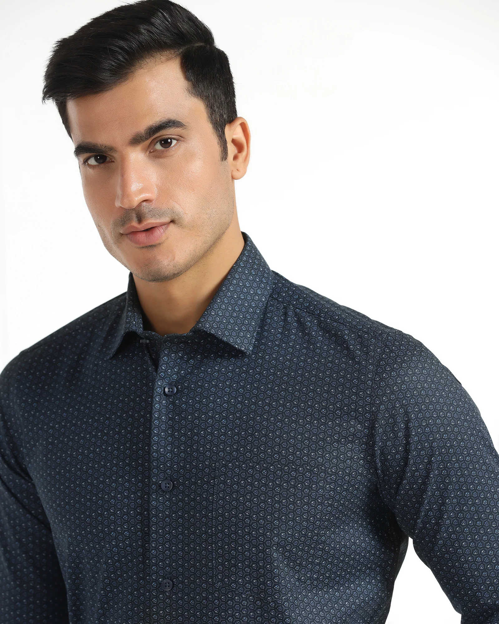 Non Iron Formal Blue Printed Shirt - Valor - Image 4