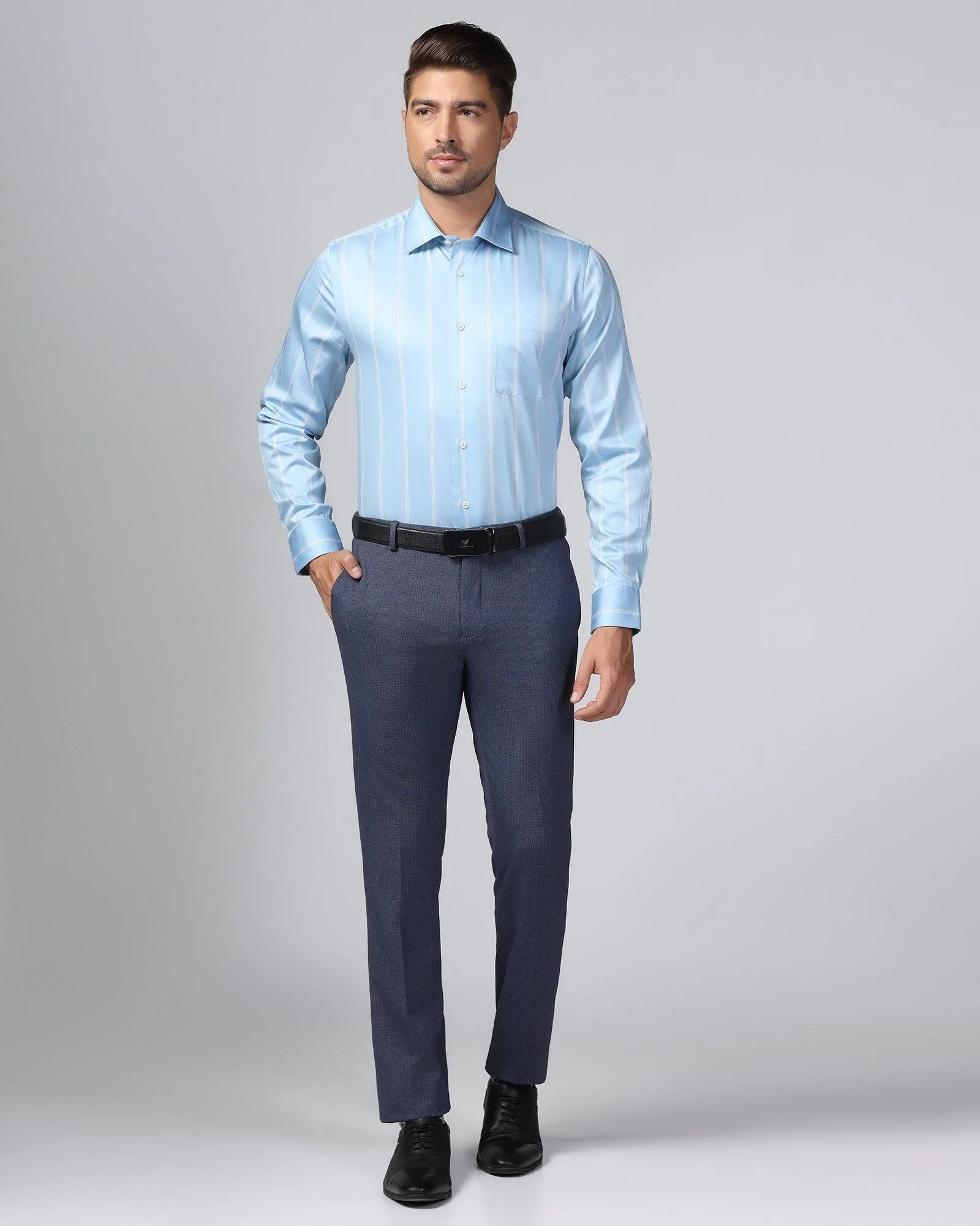 Formal Blue Stripe Shirt - Comet - Image 3