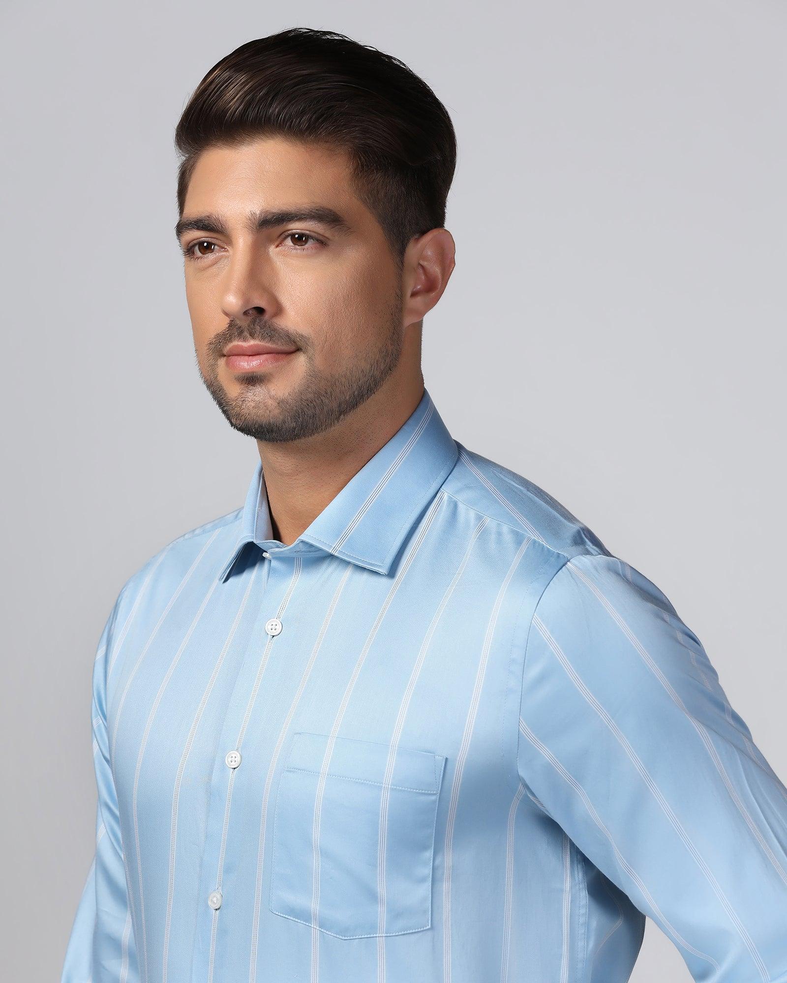 Formal Blue Stripe Shirt - Comet - Image 4