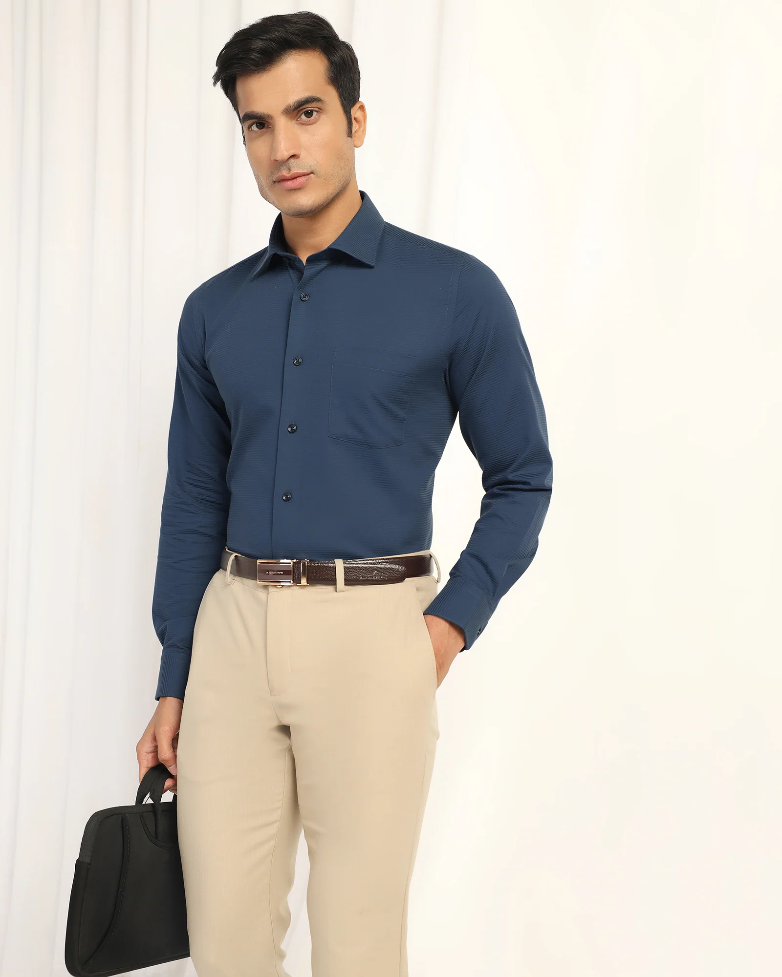 Formal Blue Stripe Shirt - Merlot