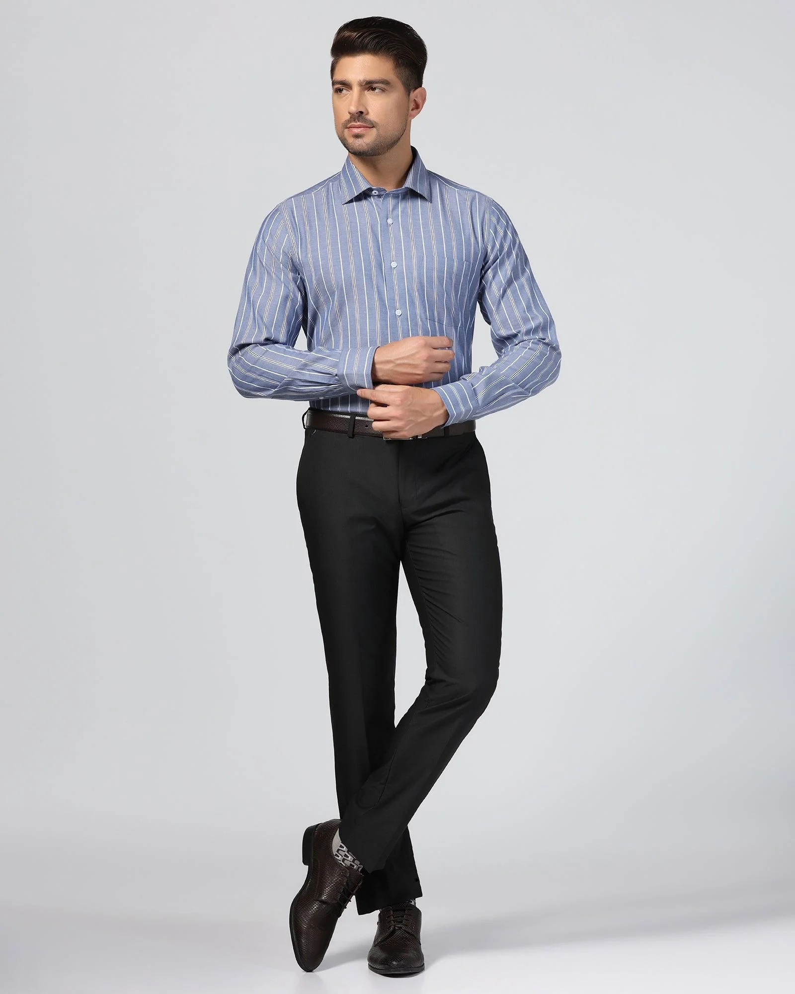 Temp Tech Formal Blue Stripe Shirt - Miller - Image 3