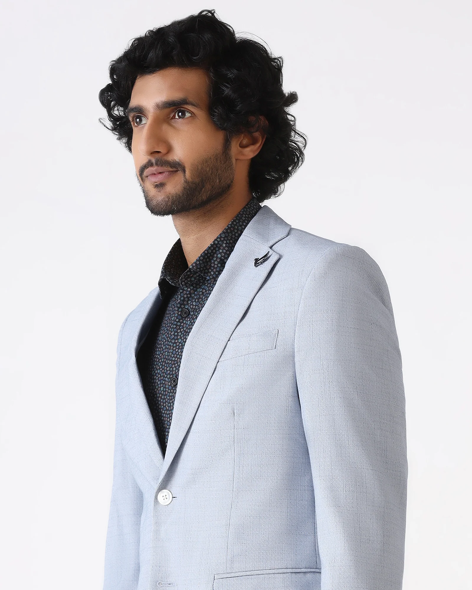Formal Blue Textured Blazer - Barca - Image 4