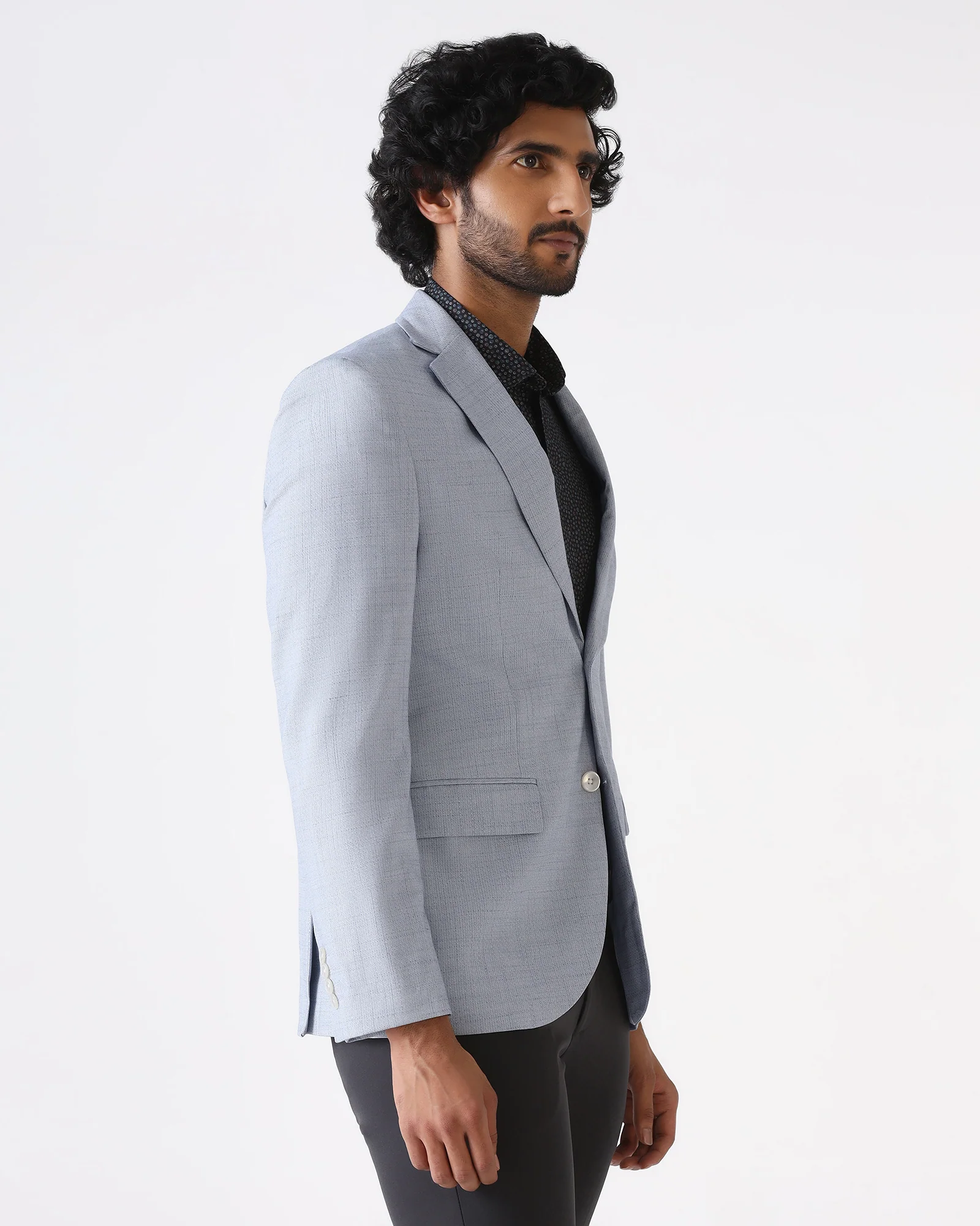 Formal Blue Textured Blazer - Barca - Image 5