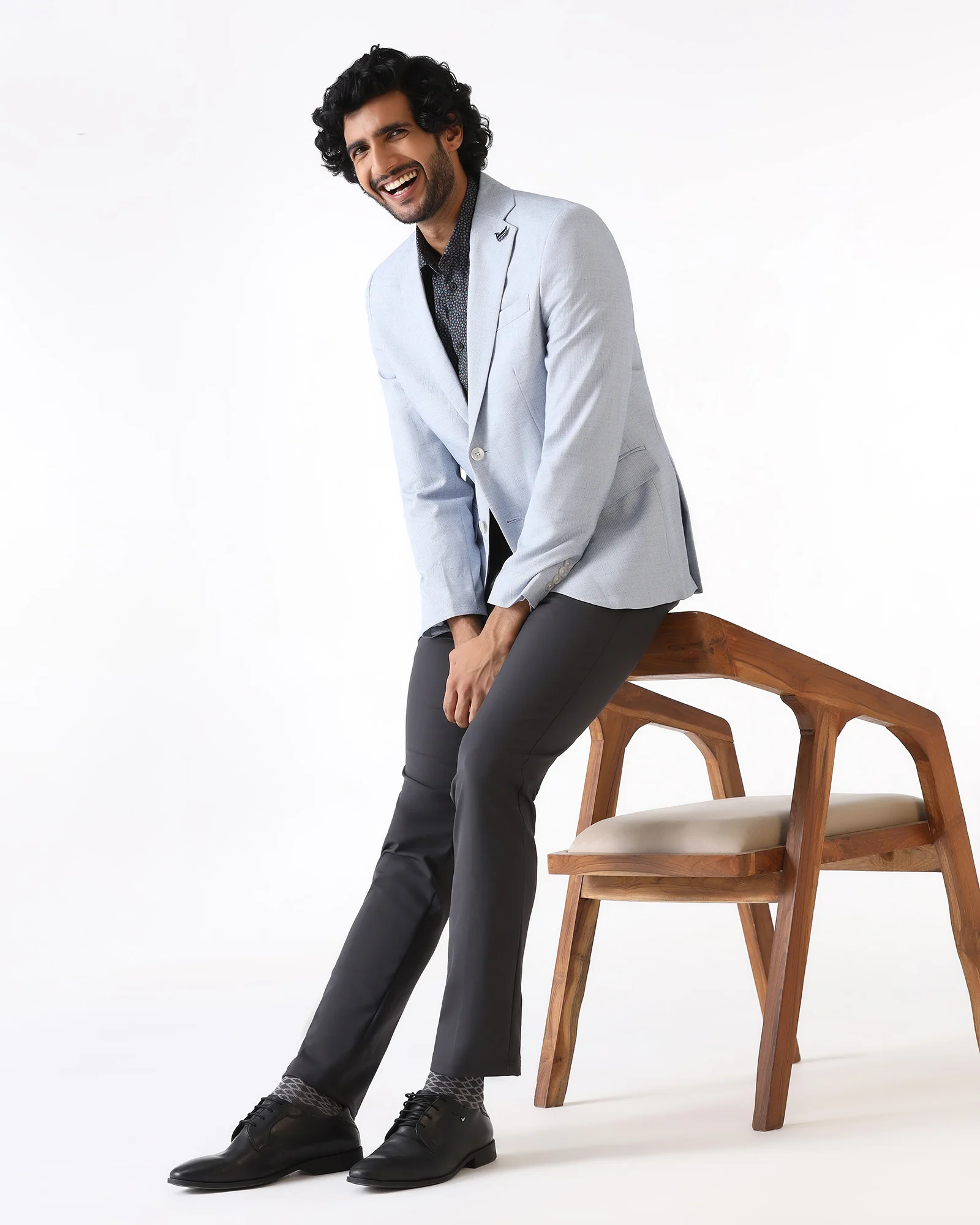 Formal Blue Textured Blazer - Barca - Image 7