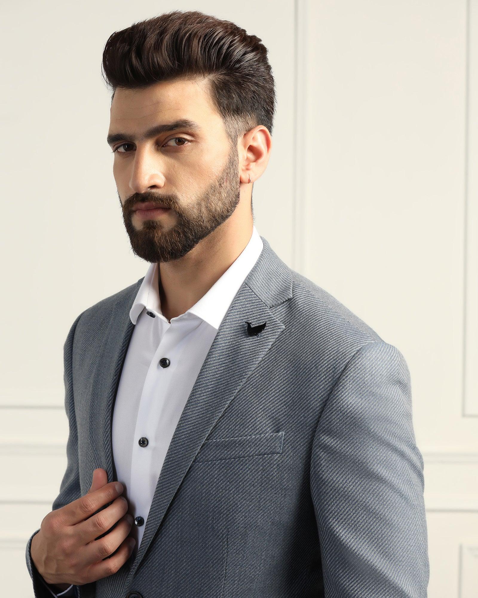 Formal Blue Textured Blazer - Corolla - Image 4