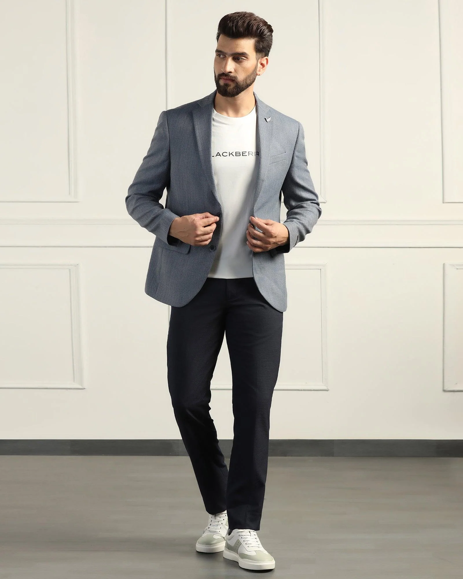 Formal Blue Textured Blazer - Corolla - Image 7