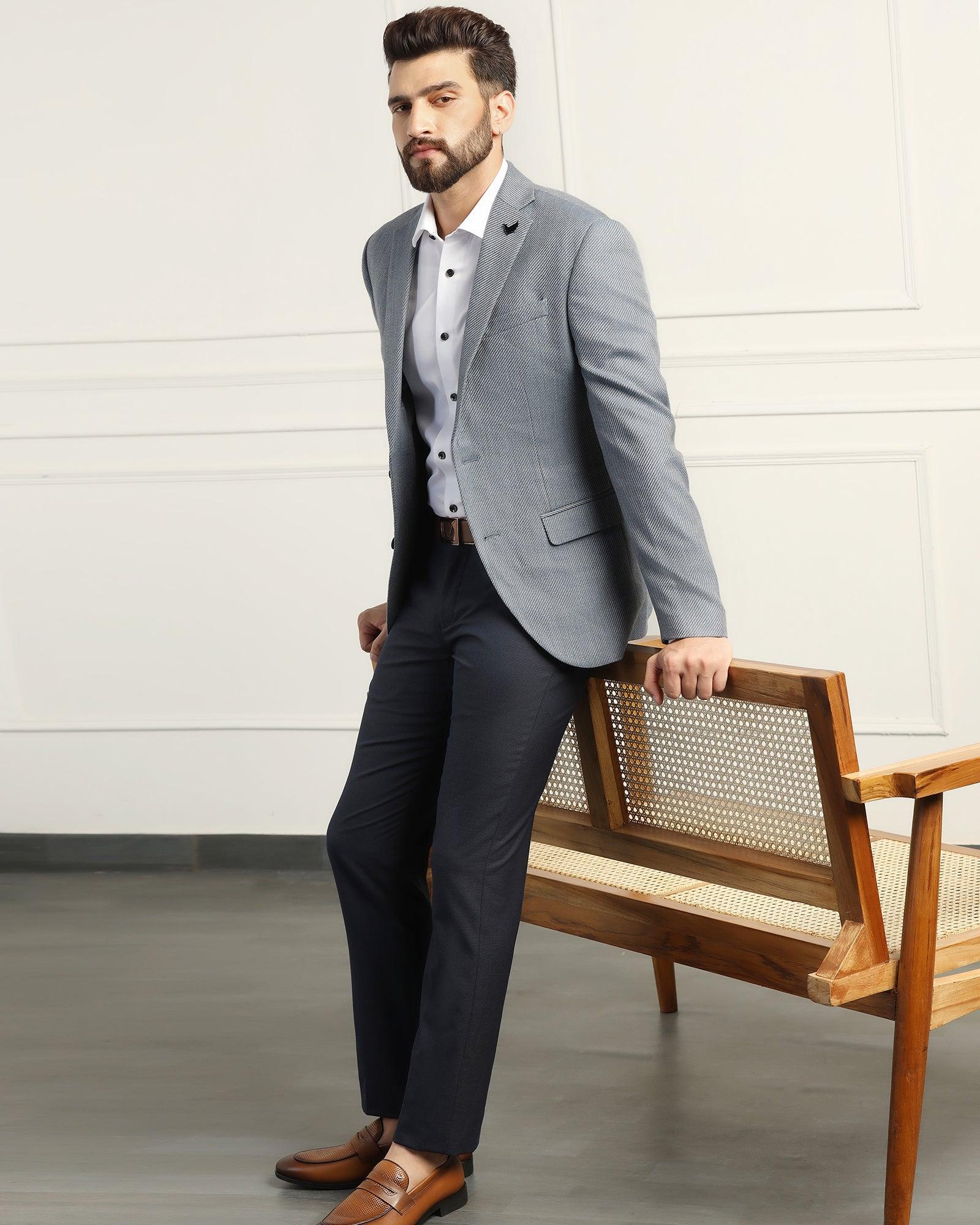 Formal Blue Textured Blazer - Corolla - Image 9