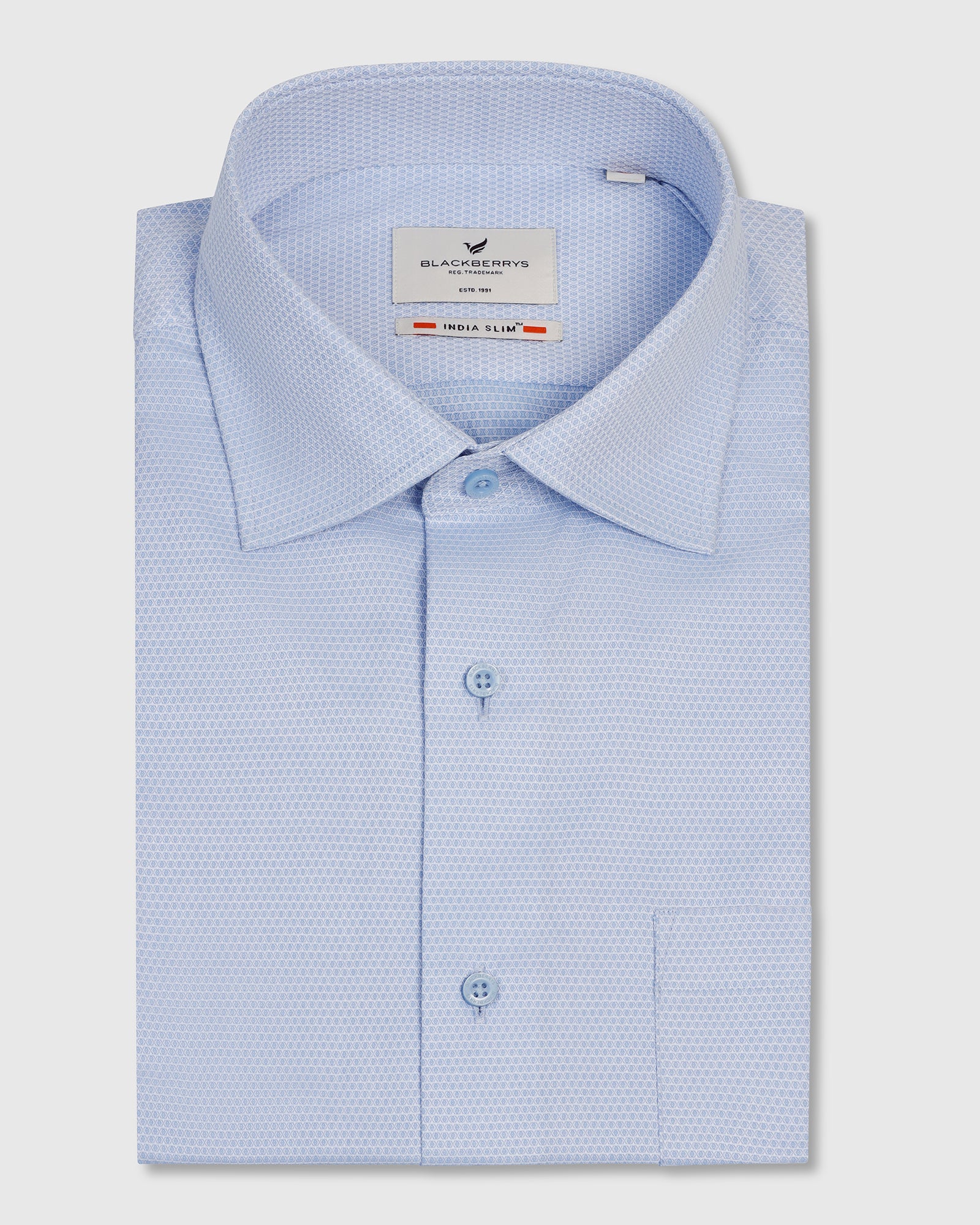Formal Blue Textured Shirt - Benet - Image 5