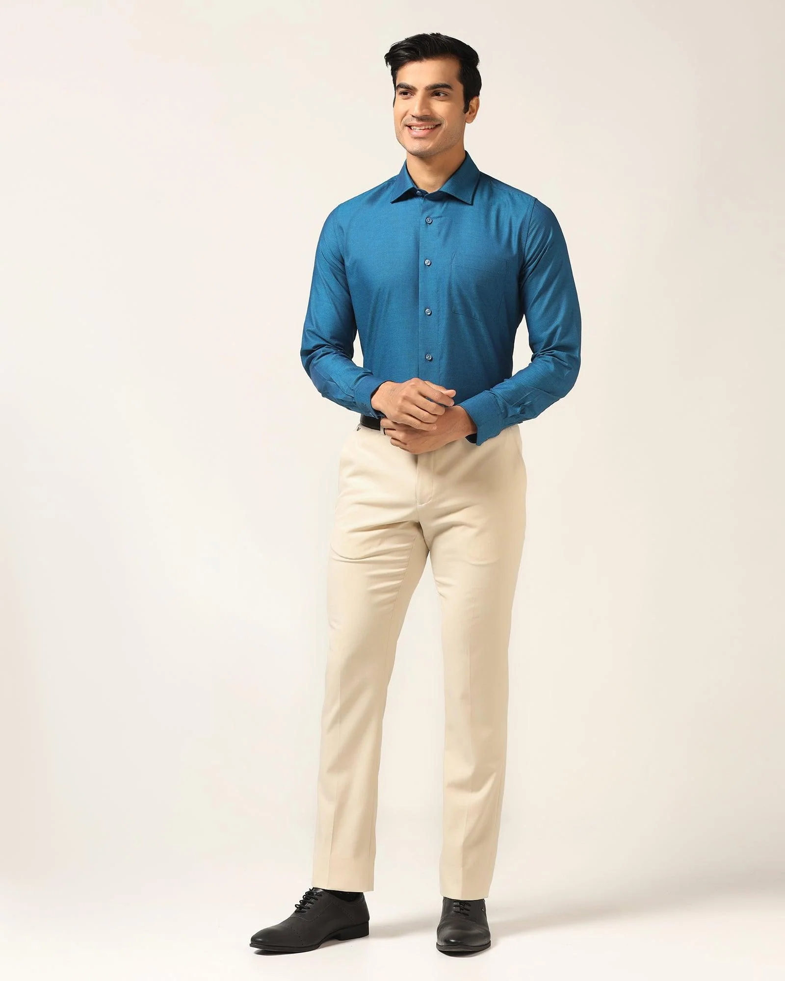 Formal Blue Textured Shirt - Brat - Image 3