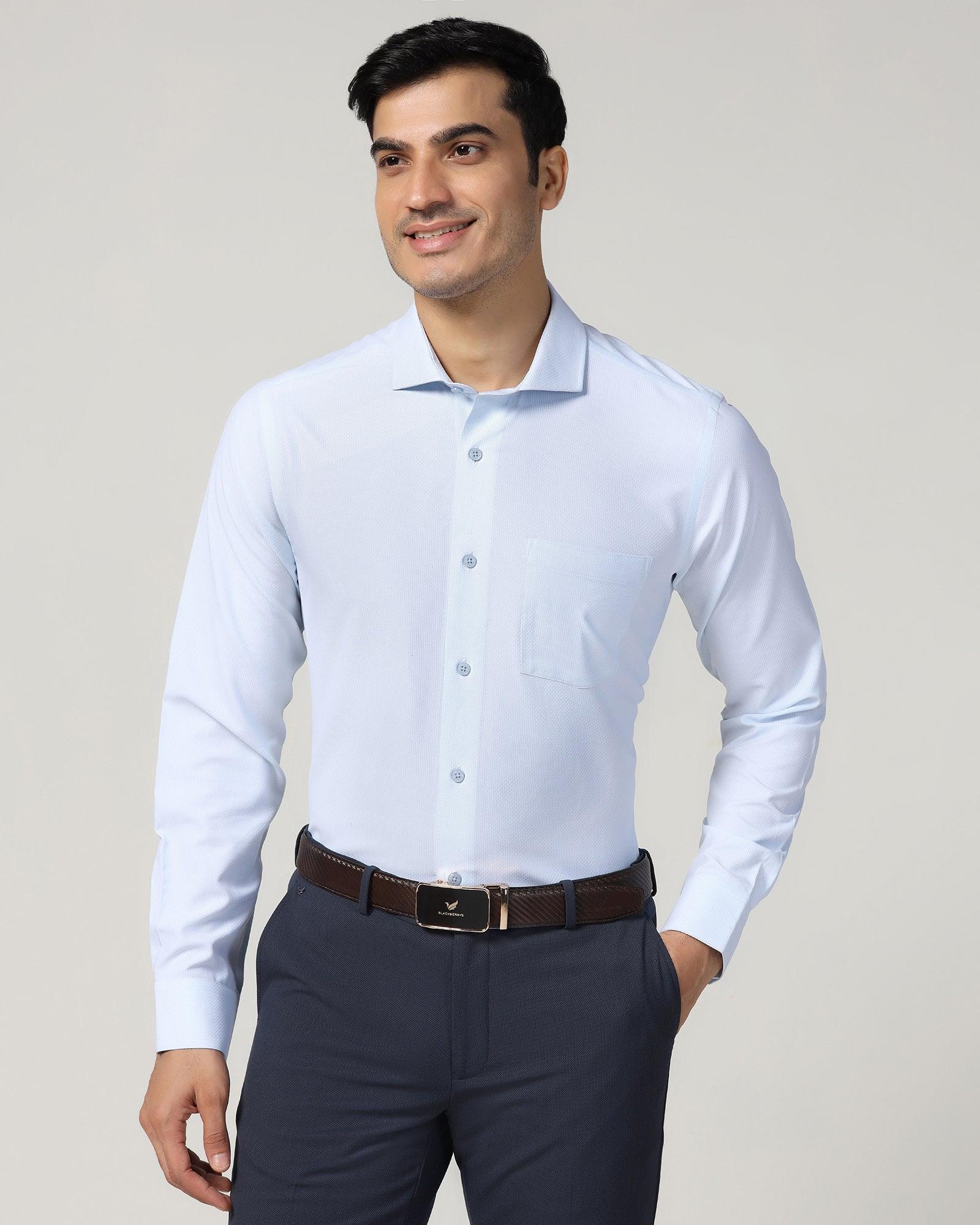 Non Iron Formal Blue Textured Shirt - Ivy - Image 3