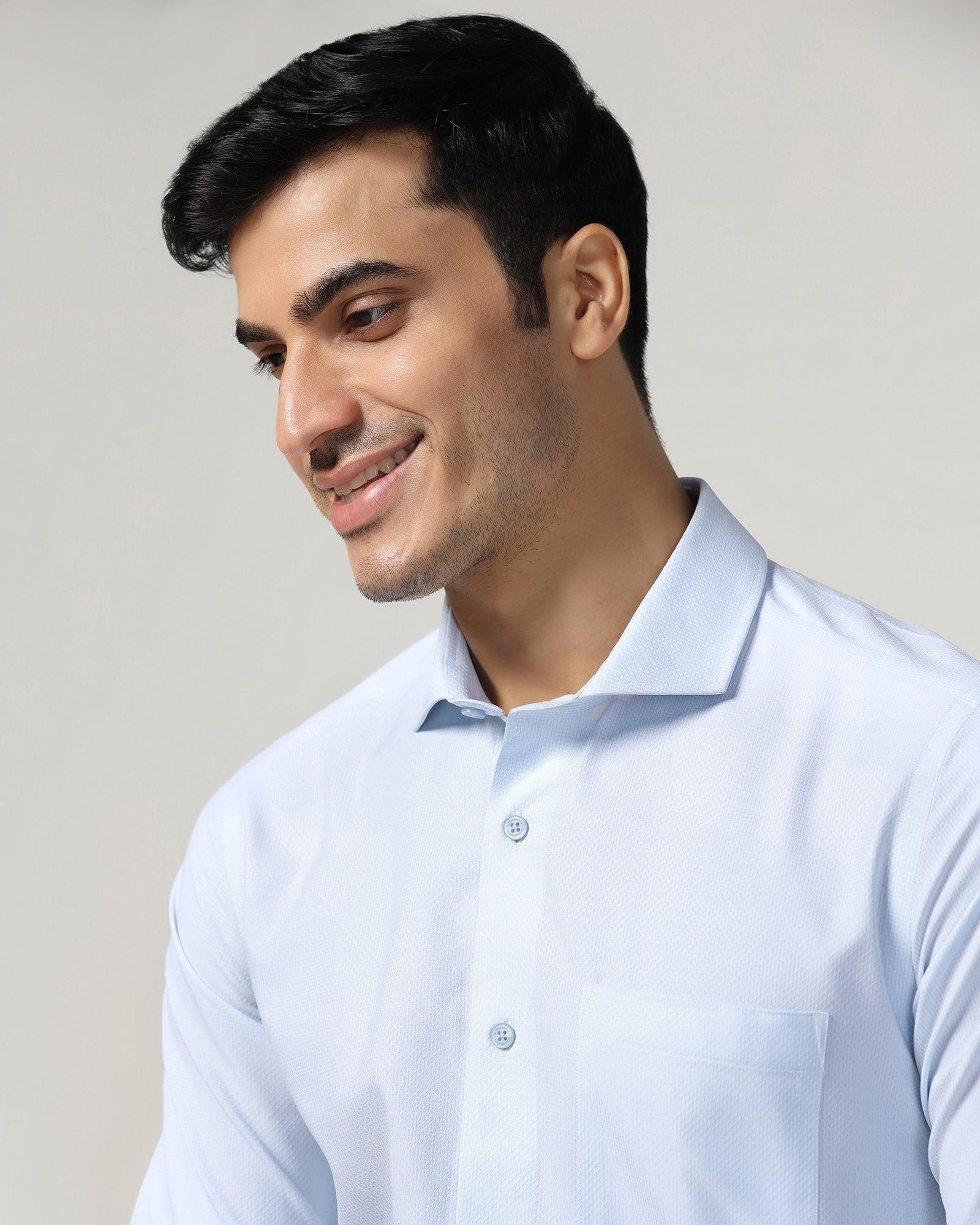 Non Iron Formal Blue Textured Shirt - Ivy - Image 4