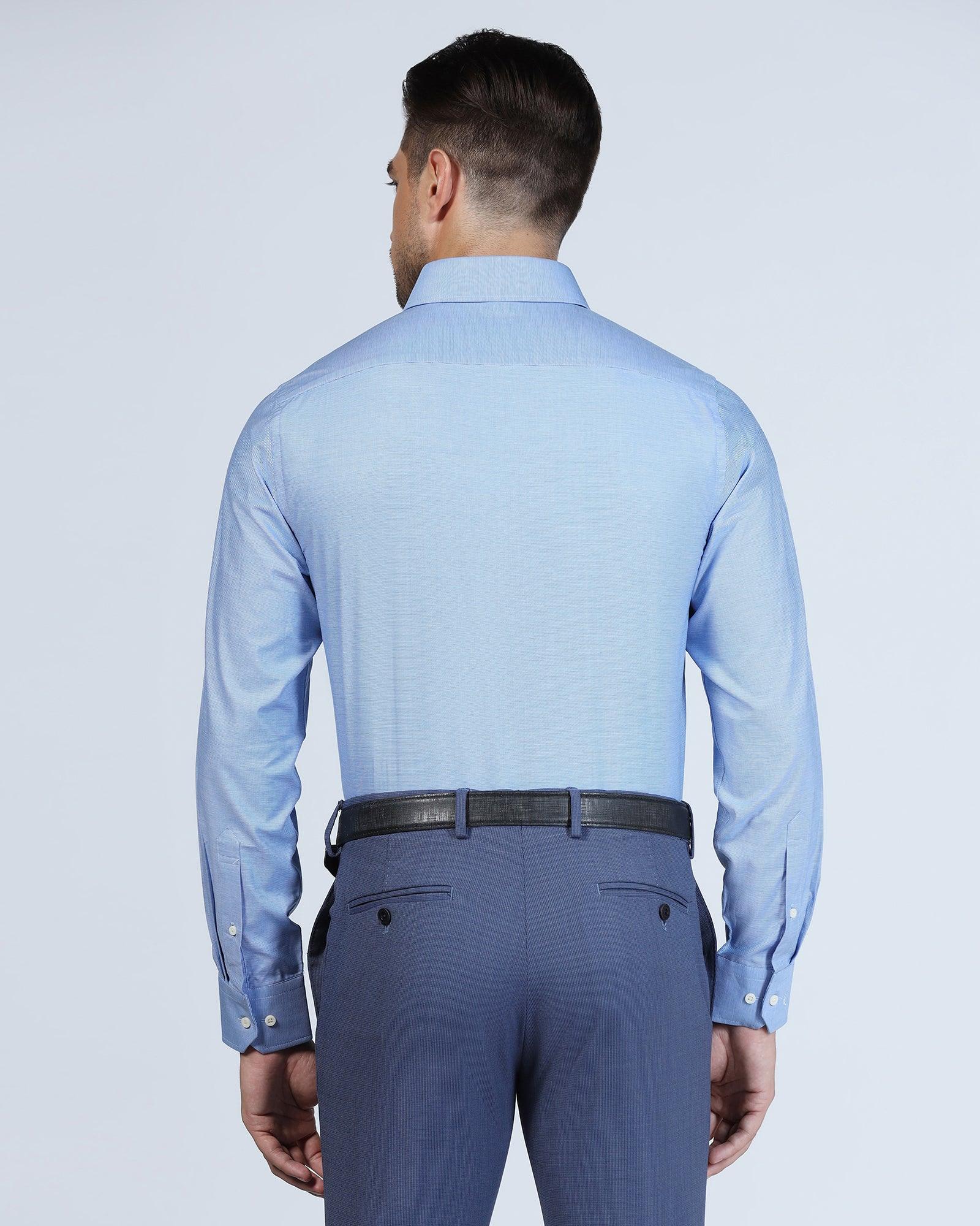 Formal Blue Textured Shirt - Robot - Image 2