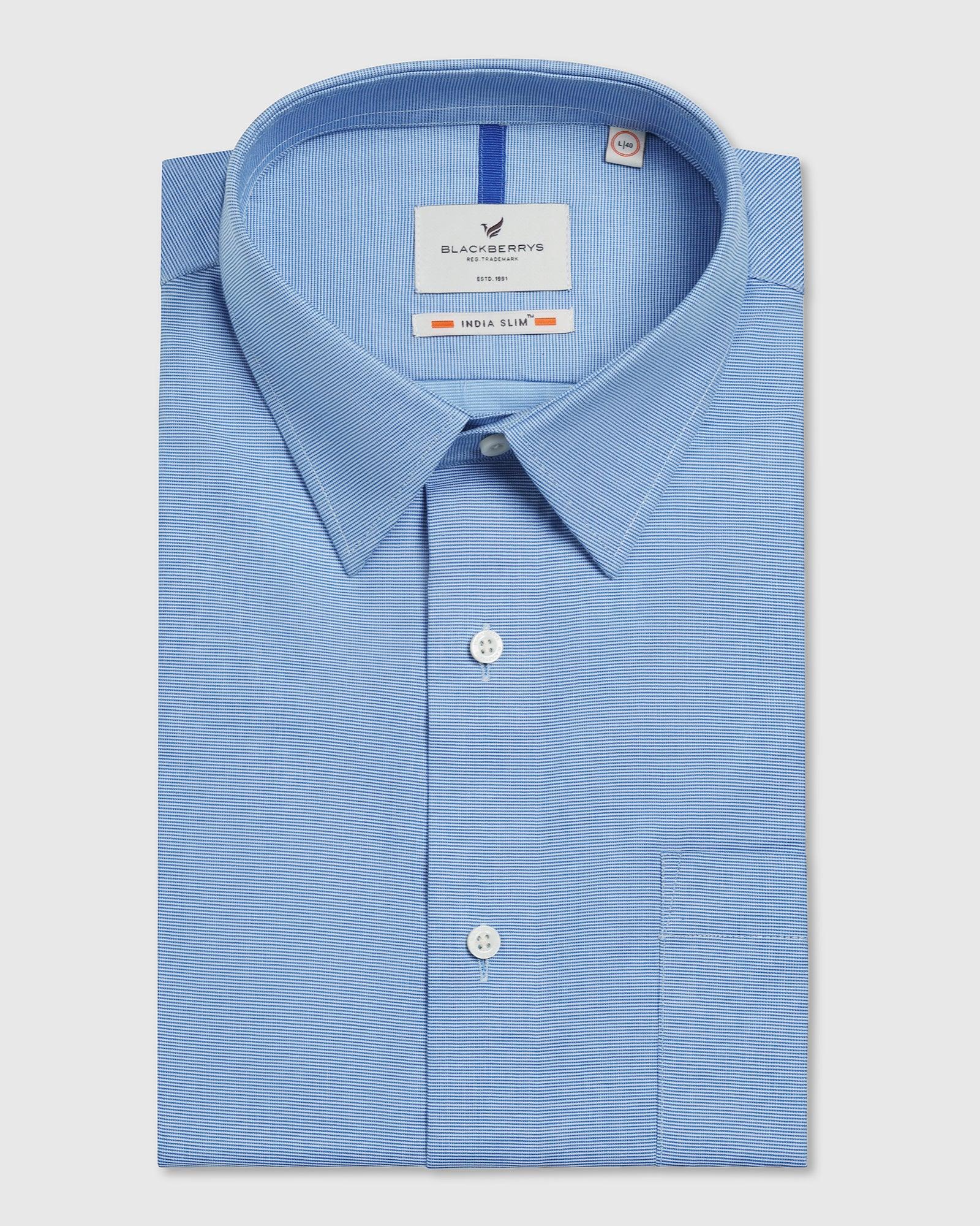 Formal Blue Textured Shirt - Robot - Image 5