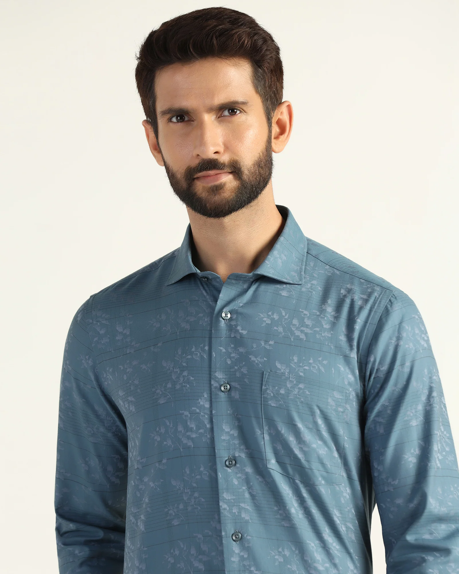 Formal Blue Jacquard Shirt - Switch - Image 4
