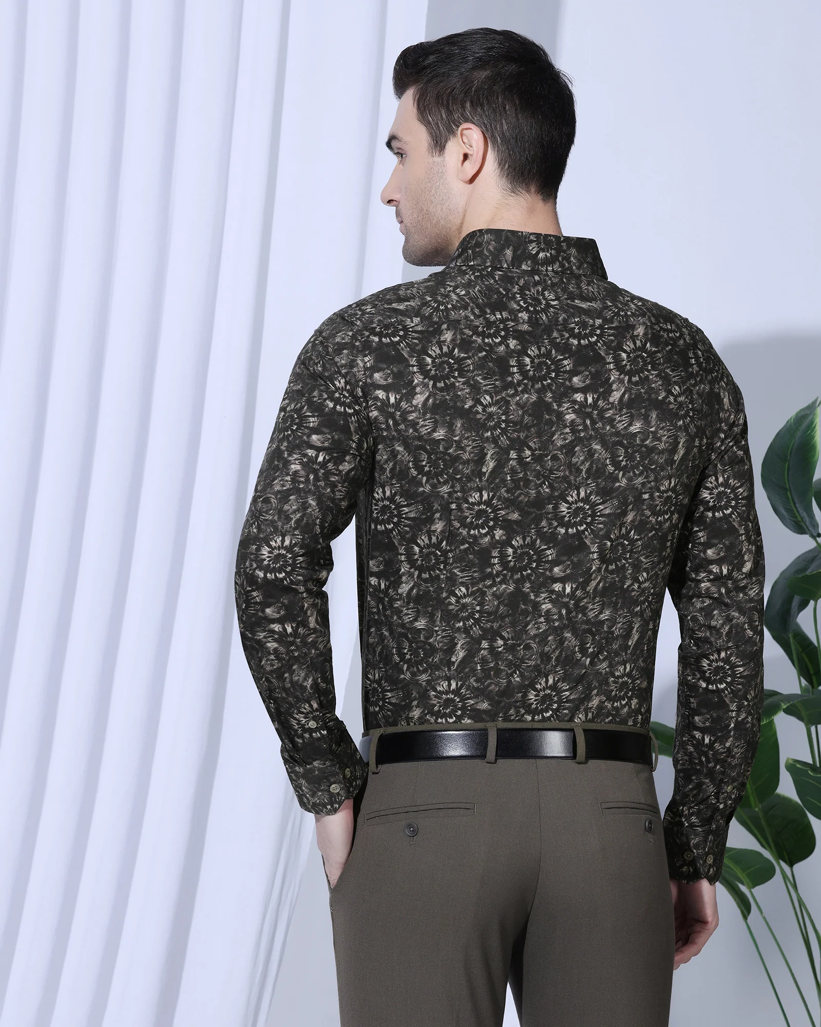 Formal Brown Printed Shirt - Wiper - Image 2