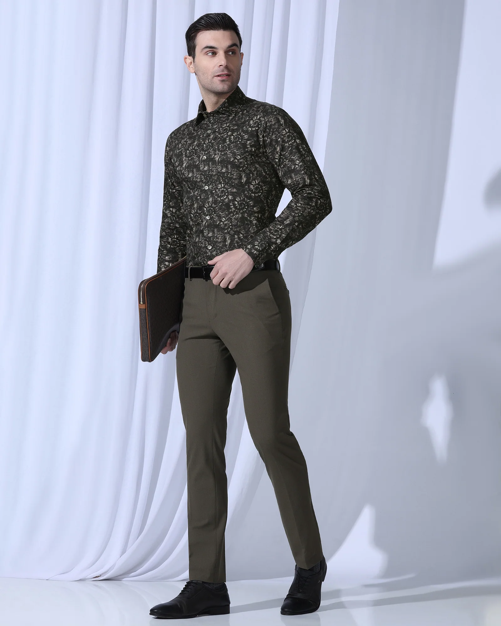 Formal Brown Printed Shirt - Wiper - Image 7
