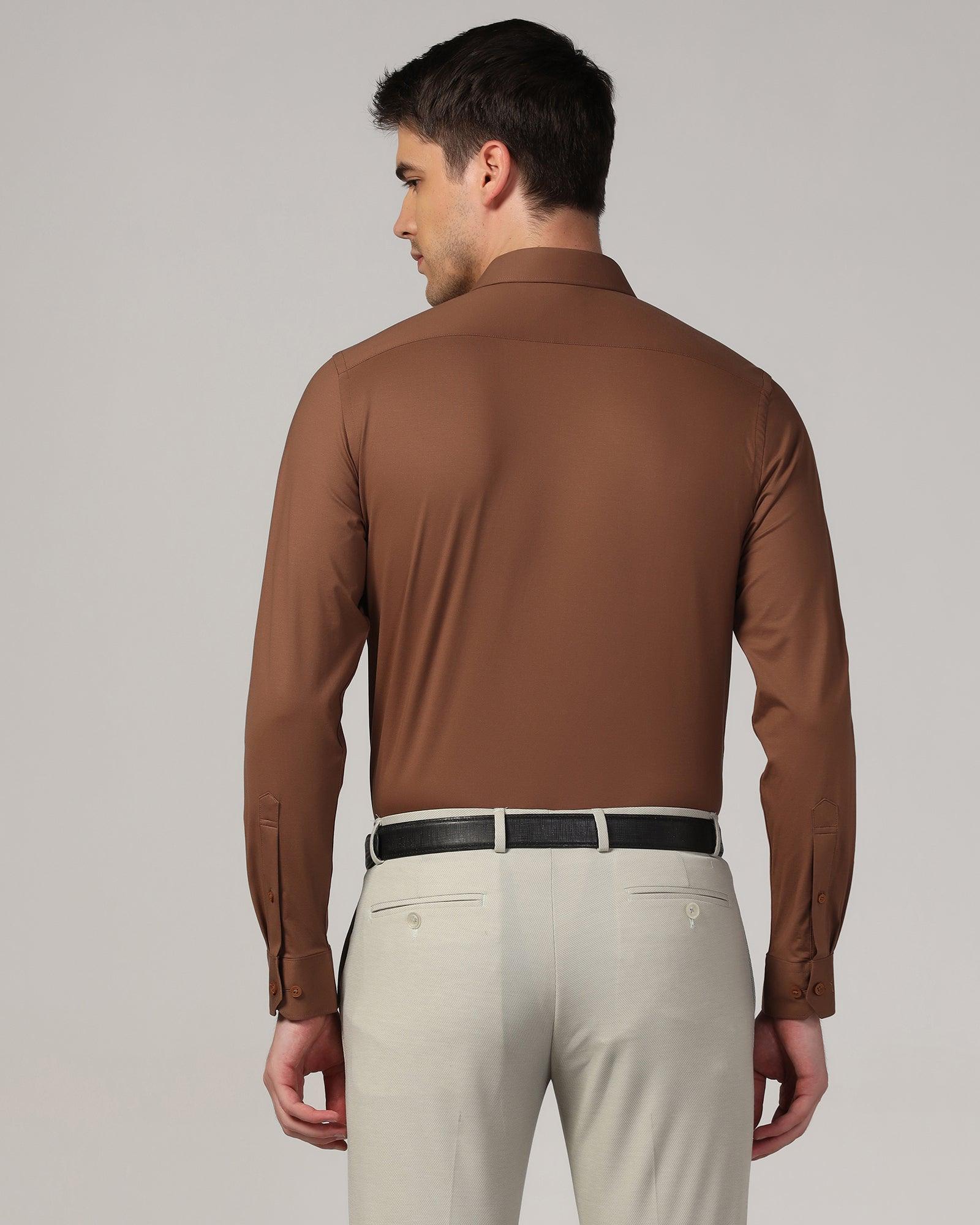 Formal Brown Solid Shirt - Sofk - Image 2