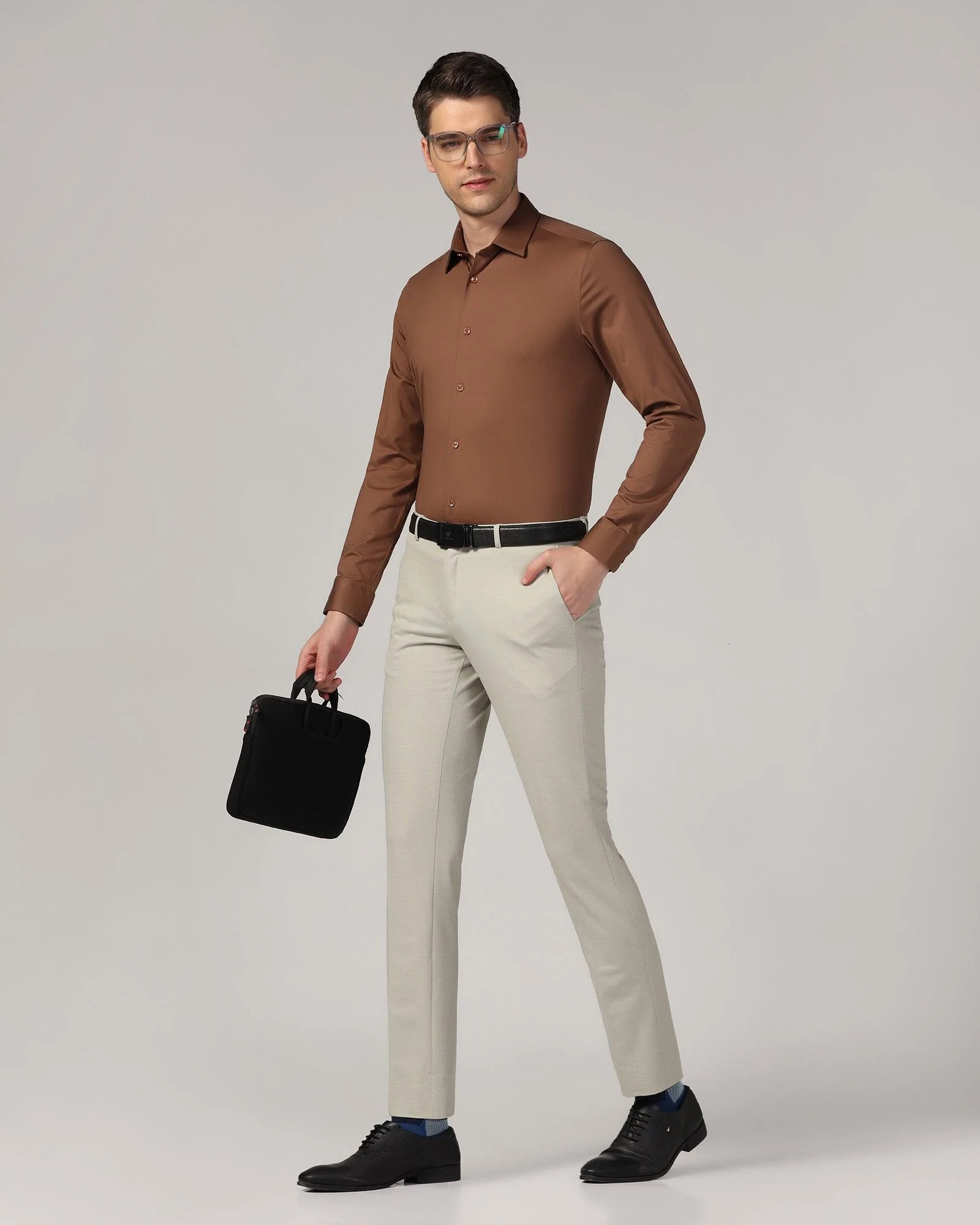 Formal Brown Solid Shirt - Sofk - Image 7
