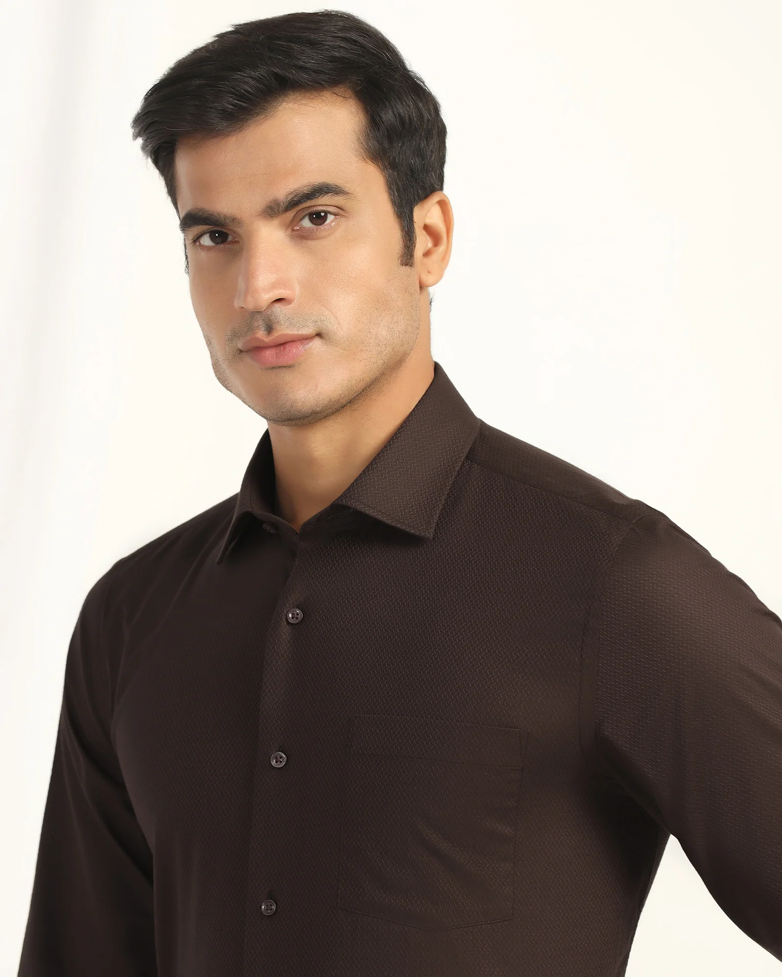 Formal Brown Textured Shirt - Dario - Image 4