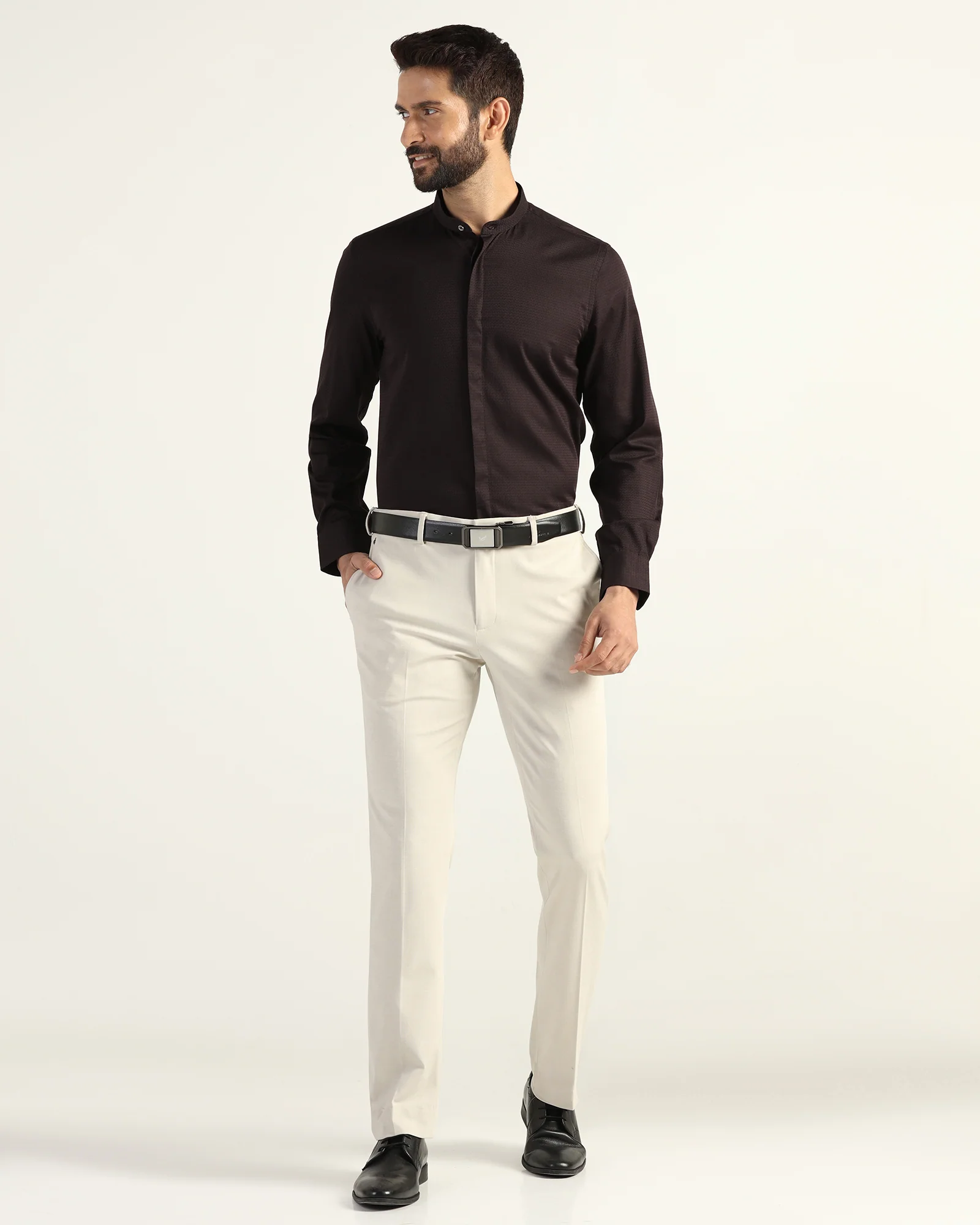 Formal Brown Textured Shirt - Rome - Image 3