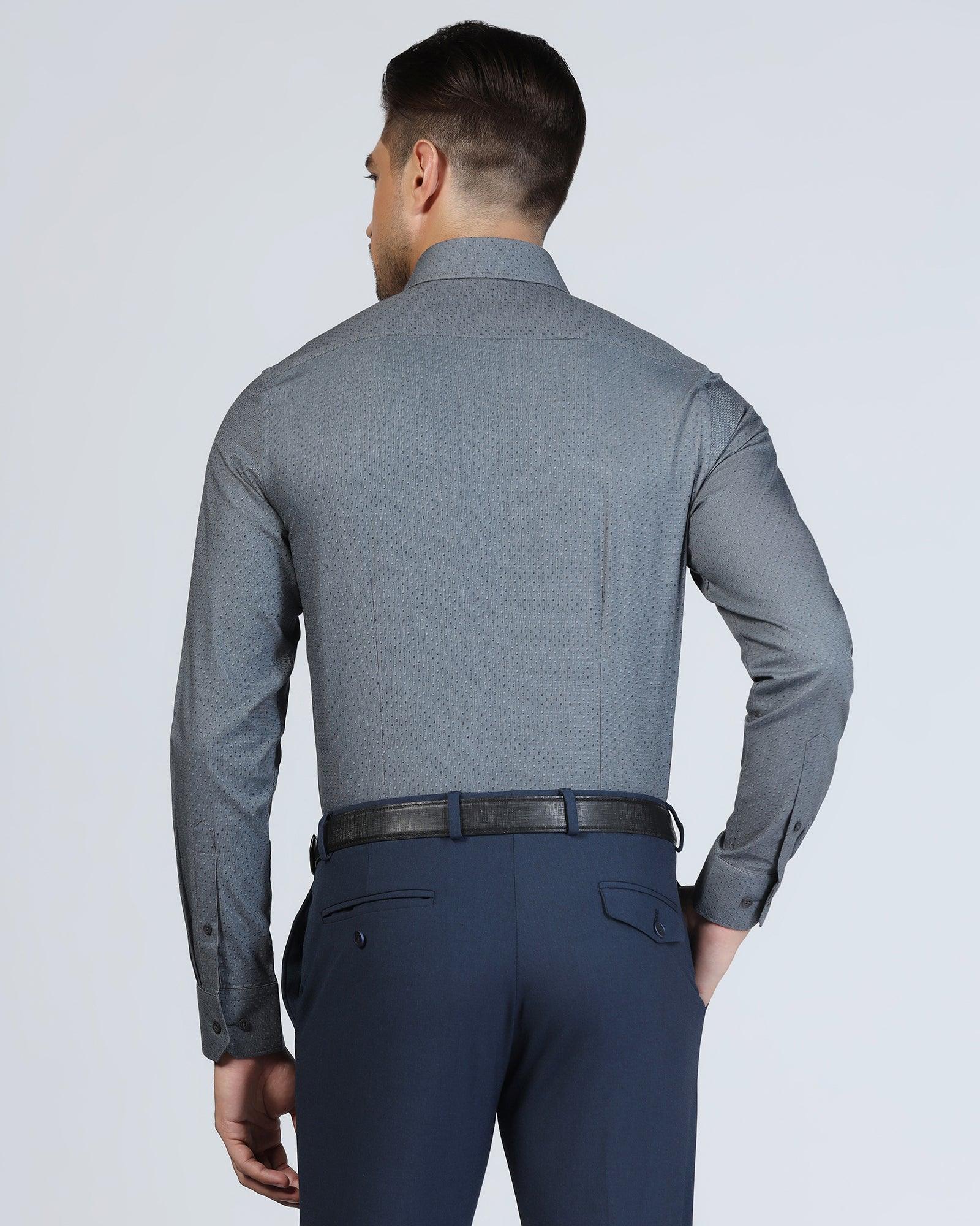 Formal Charcoal Textured Shirt - Burdy - Image 2