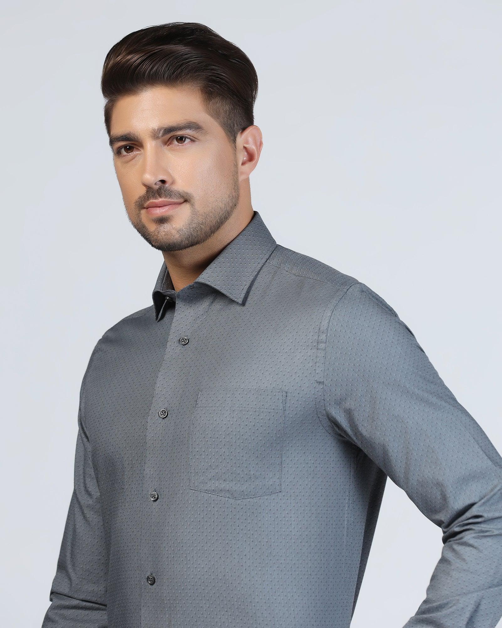 Formal Charcoal Textured Shirt - Burdy - Image 4