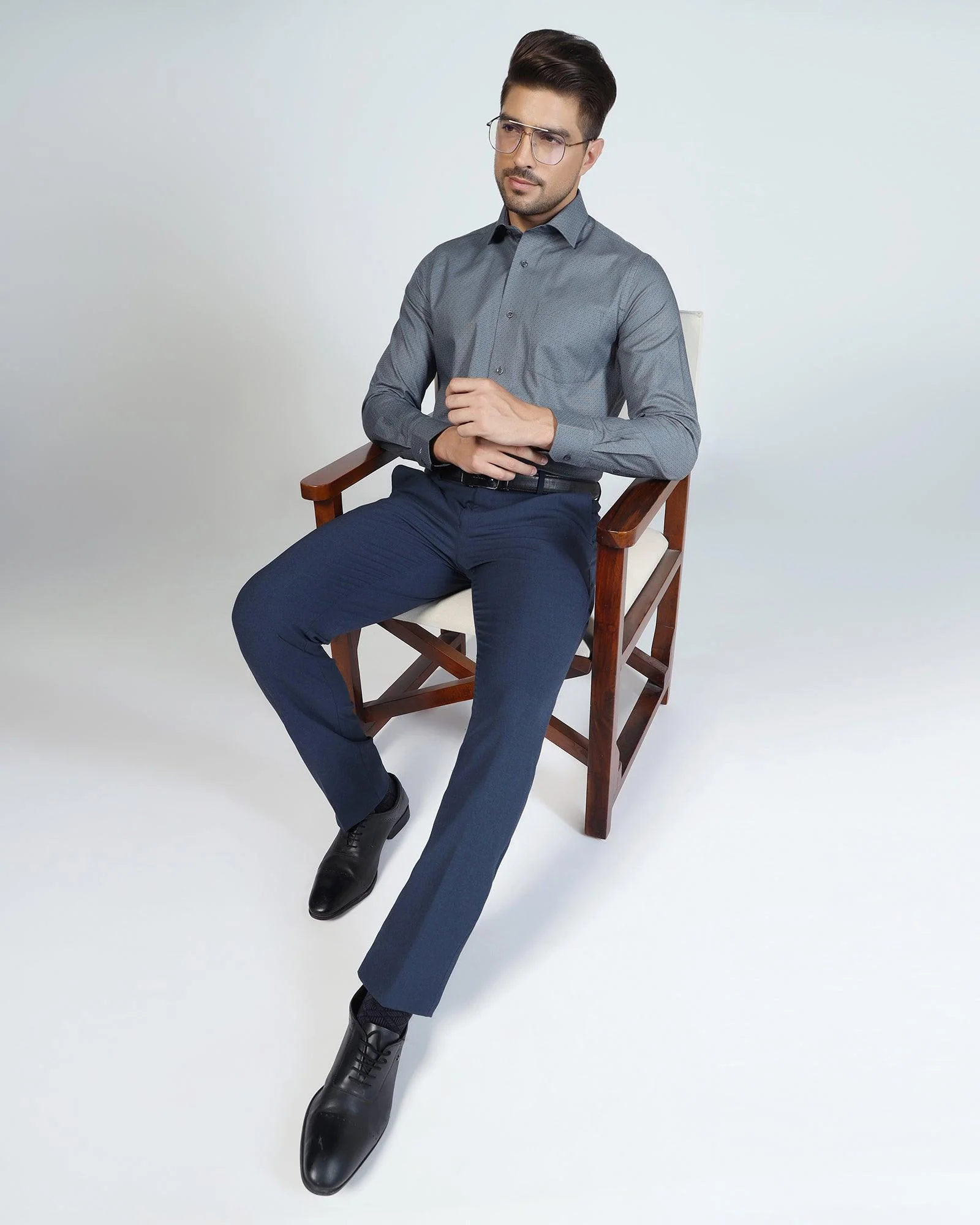 Formal Charcoal Textured Shirt - Burdy - Image 6