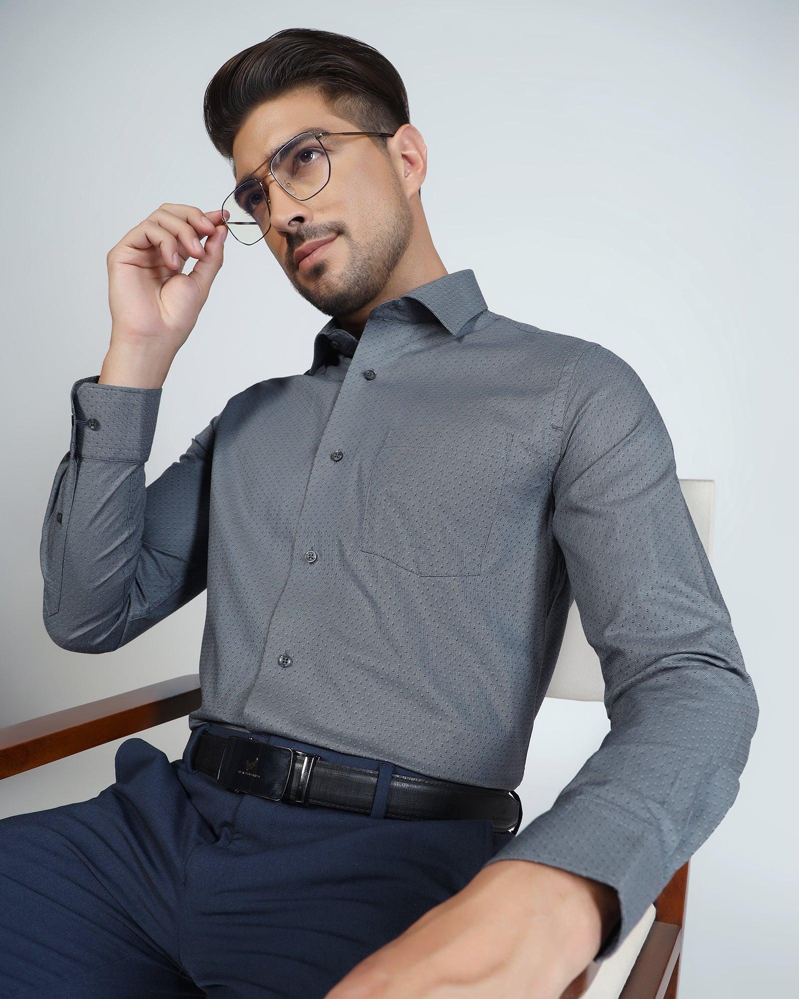 Formal Charcoal Textured Shirt - Burdy - Image 7