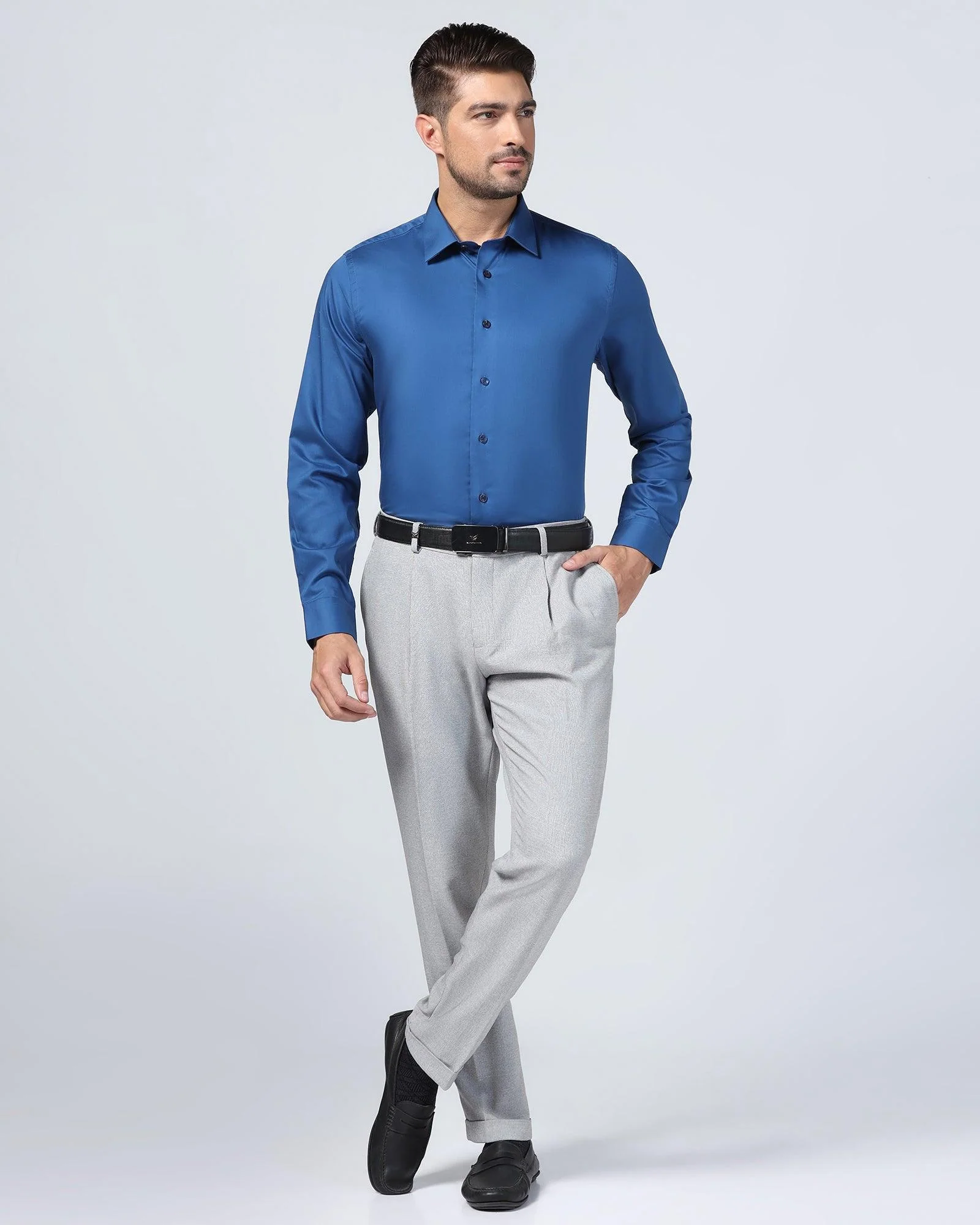 Formal Cobalt Solid Shirt - Alice - Image 3