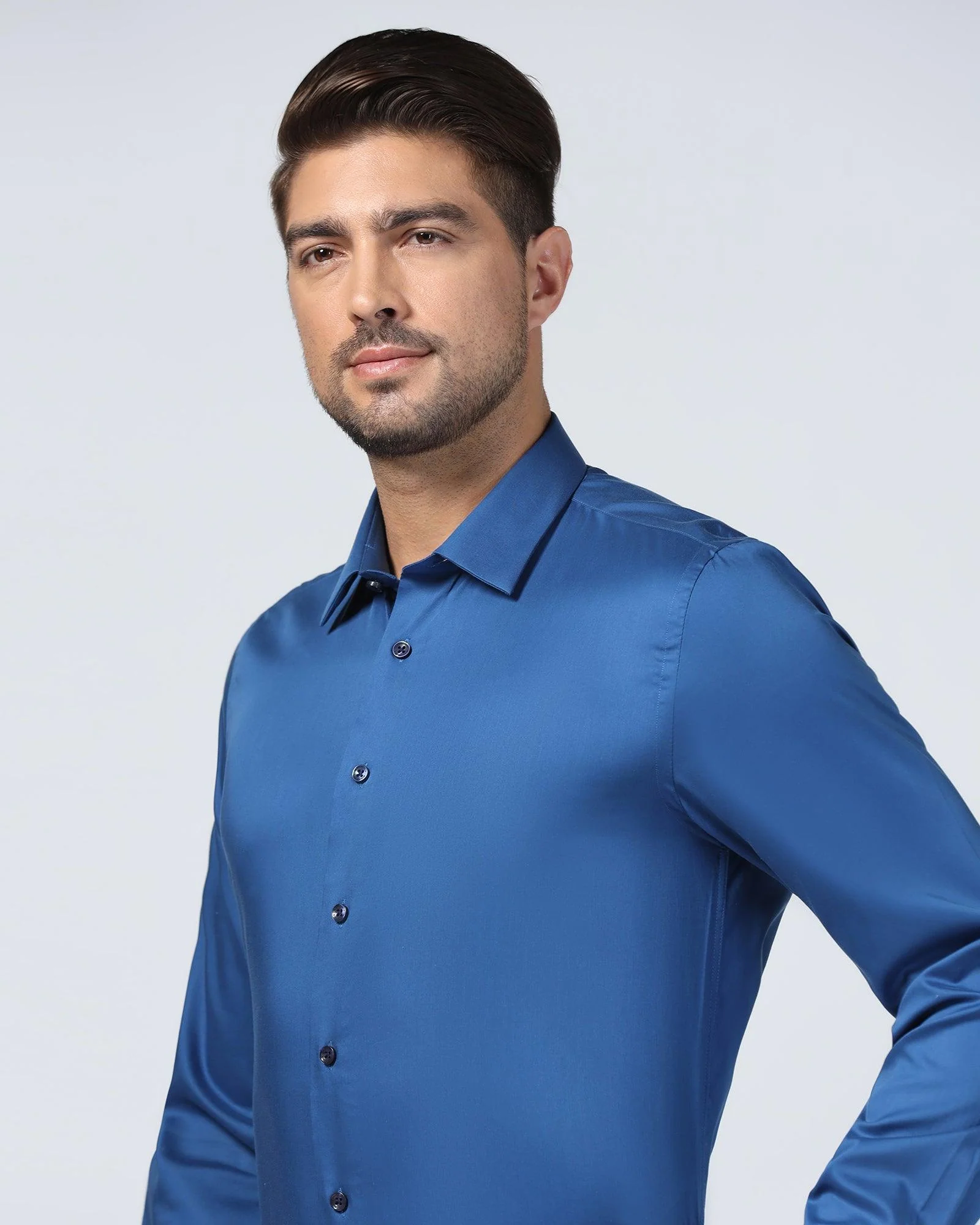 Formal Cobalt Solid Shirt - Alice - Image 4