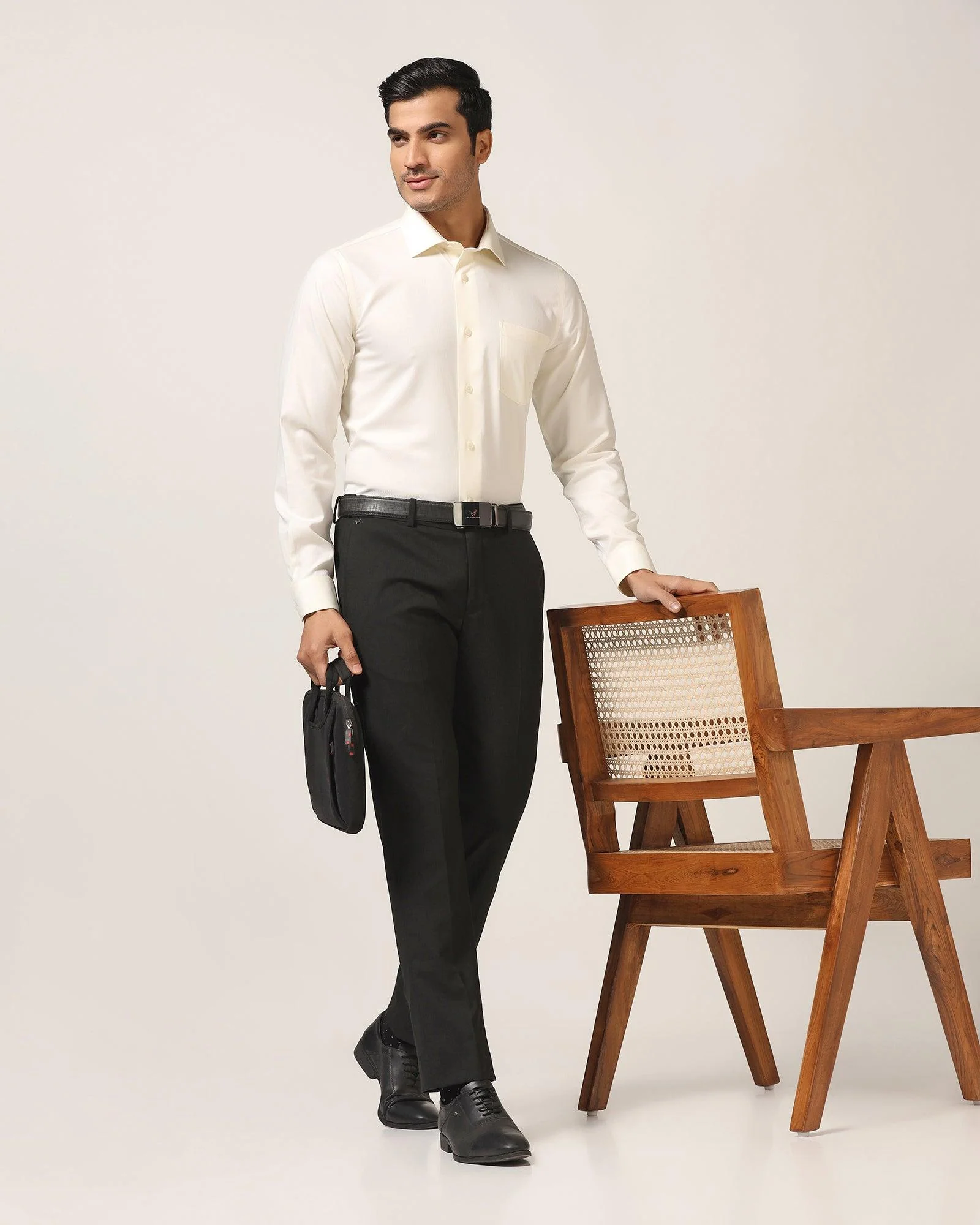 Non Iron Formal Cream Textured Shirt - DOFP31 - Image 7