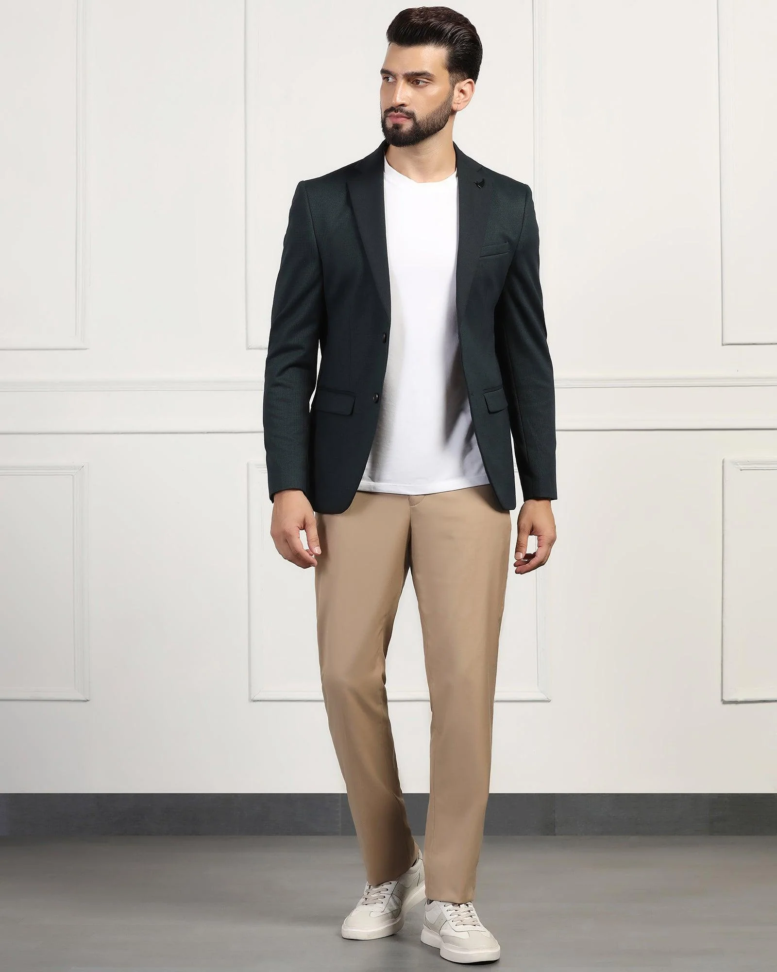 Formal Dark Green Textured Blazer - Thar - Image 7