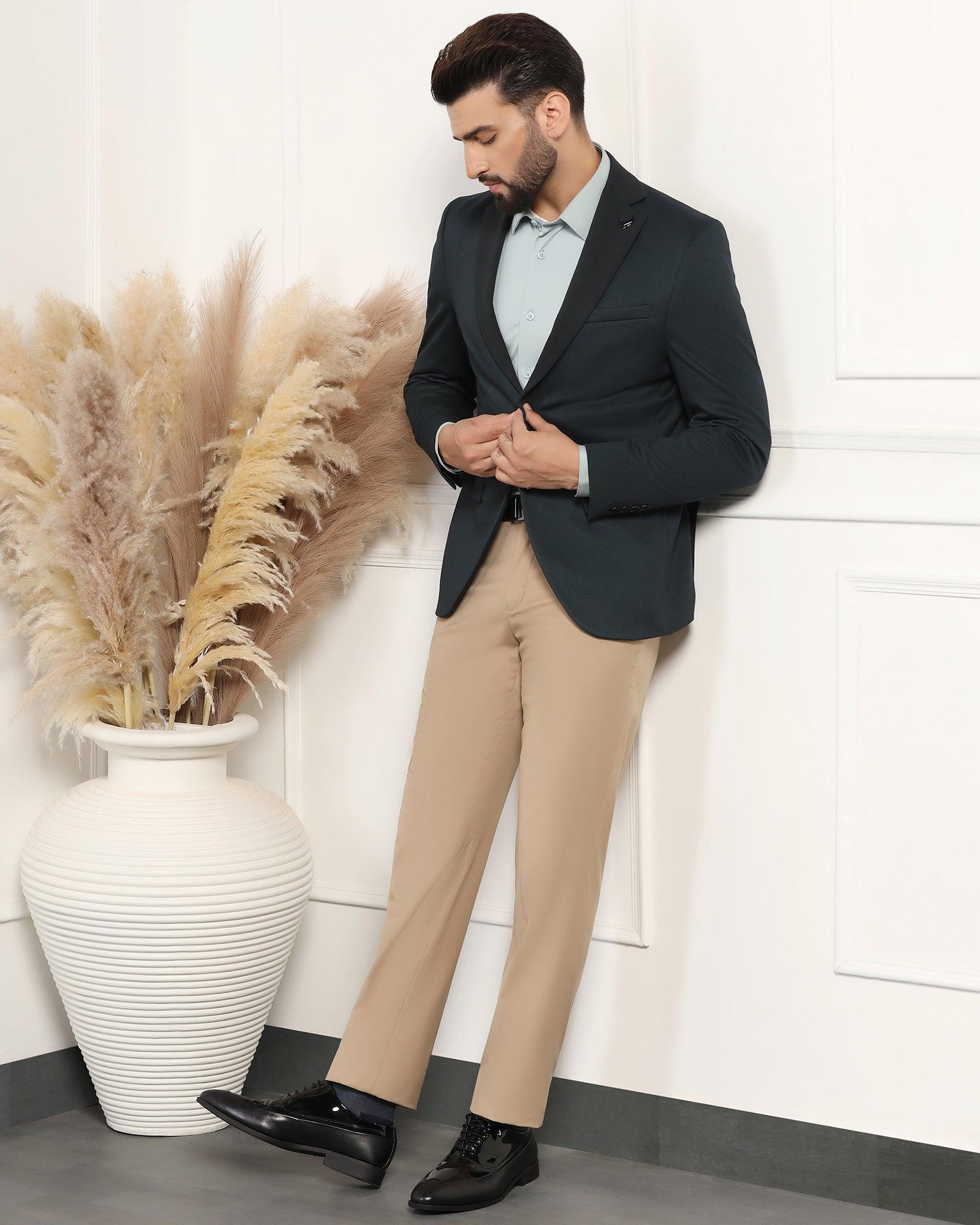 Formal Dark Green Textured Blazer - Thar - Image 8