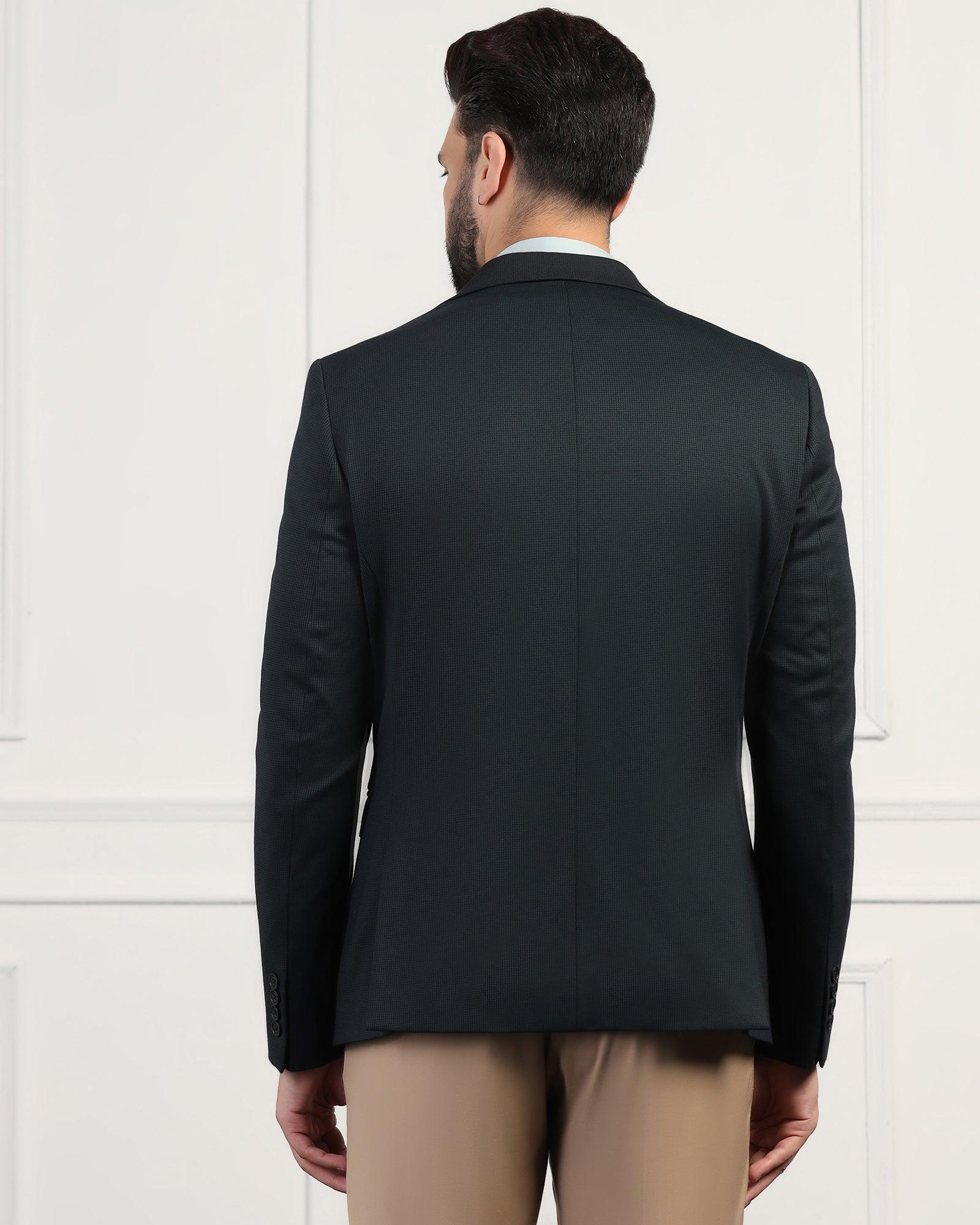 Formal Dark Green Textured Blazer - Thar - Image 9