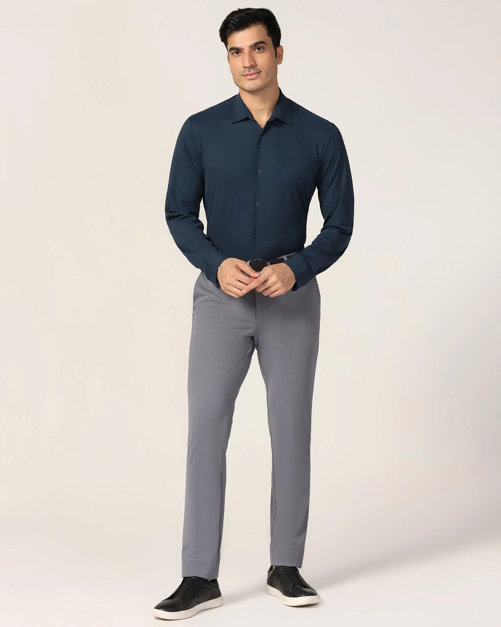TechPro Formal Dark Navy Solid Shirt - Alfie - Image 3