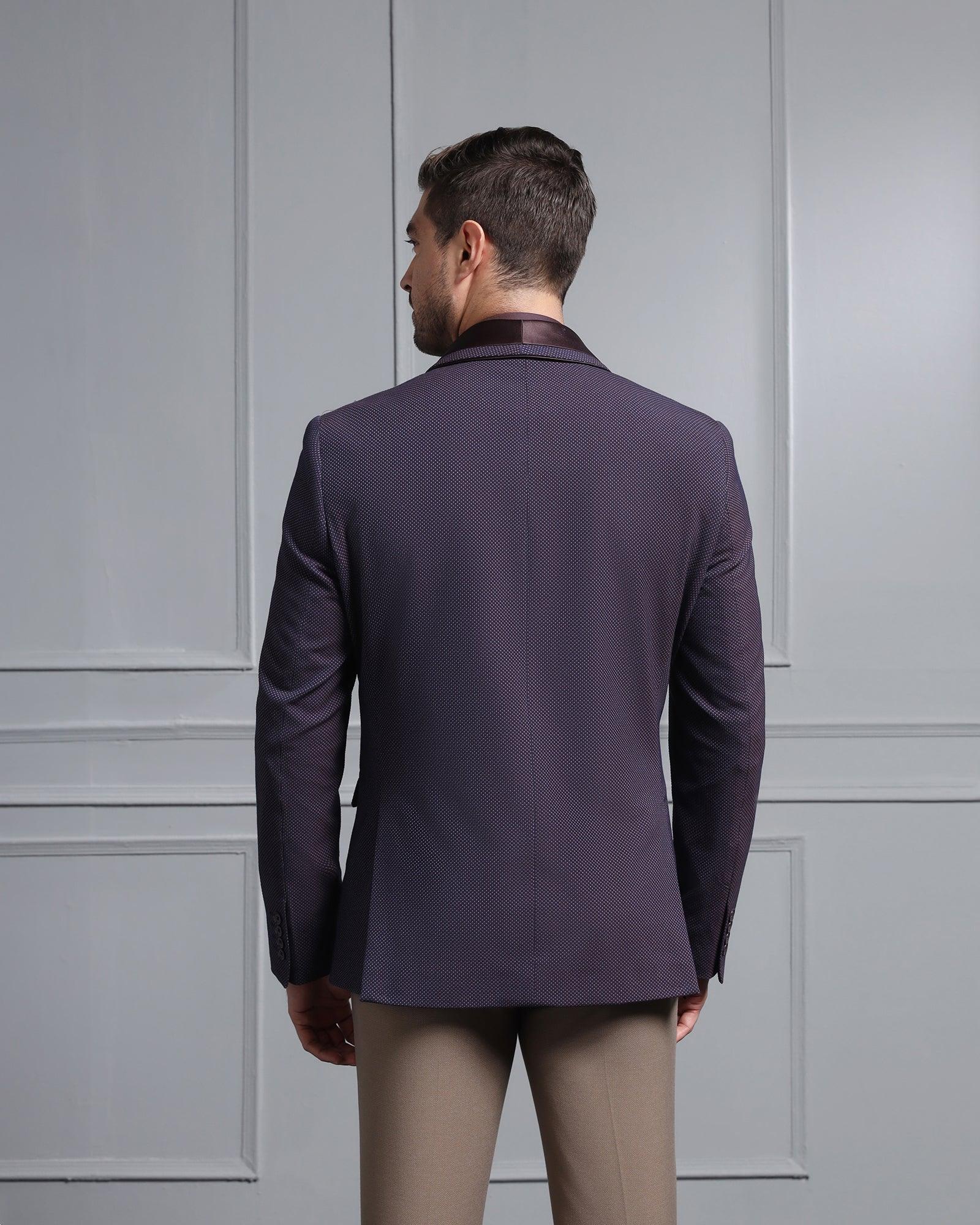 Formal Dark Purple Textured Blazer - Aaron - Image 2